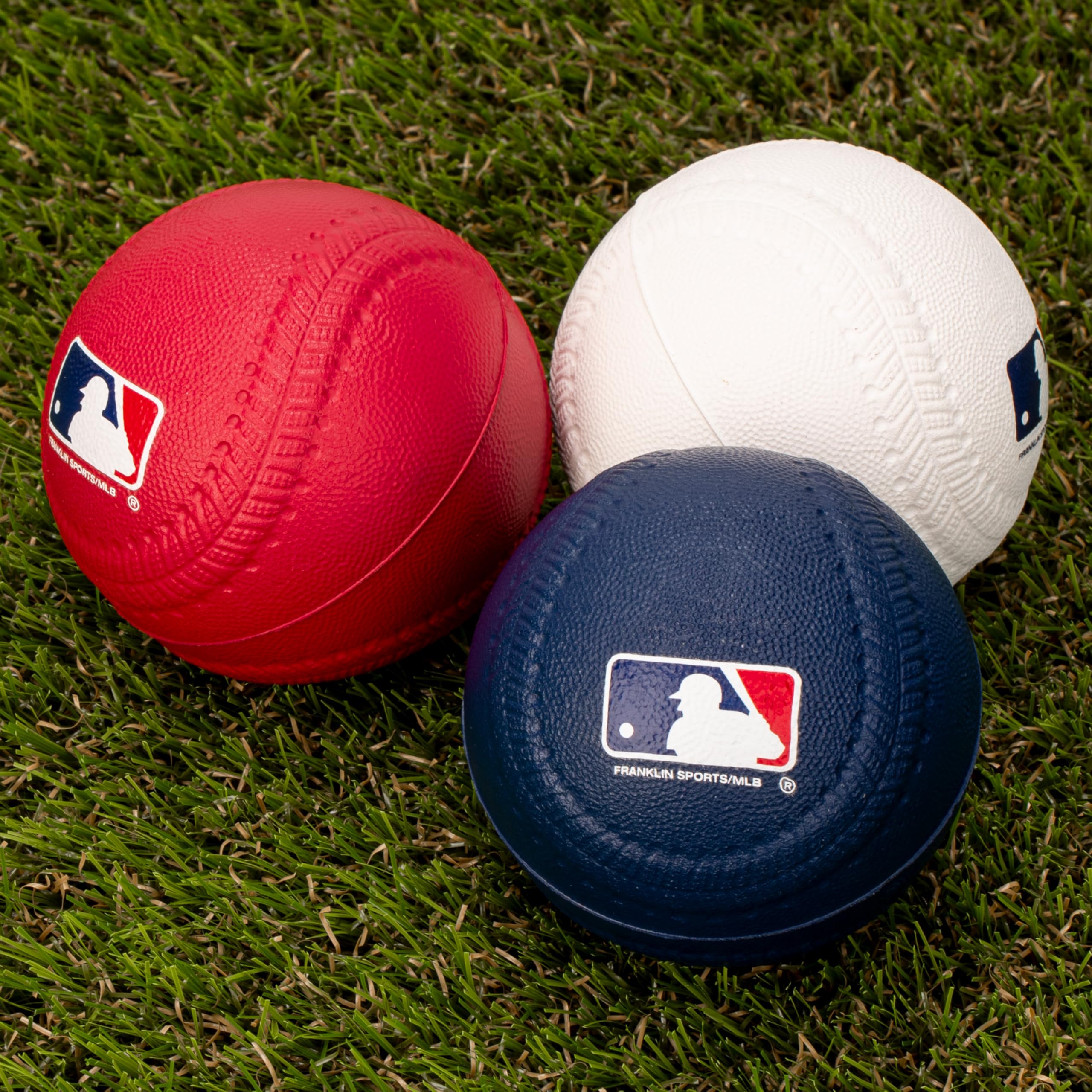 Franklin Sports Foam Baseballs - 3 Pack Soft Practice Balls for Kids Training | MLB Licensed | Safe for Indoor & Outdoor Use | Perfect for Backyard, Batting Cage & T-Ball Practice