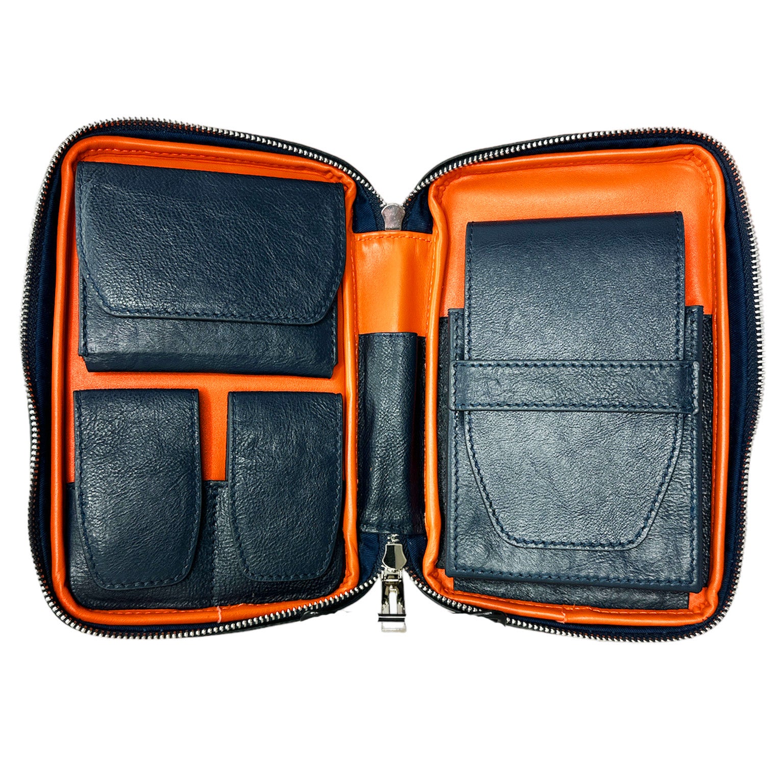 Premium Visol Peter James Genuine Leather Navy Blue Travel Cigar Case - Perfect for Business Travel, Gifts & Outdoor Adventures