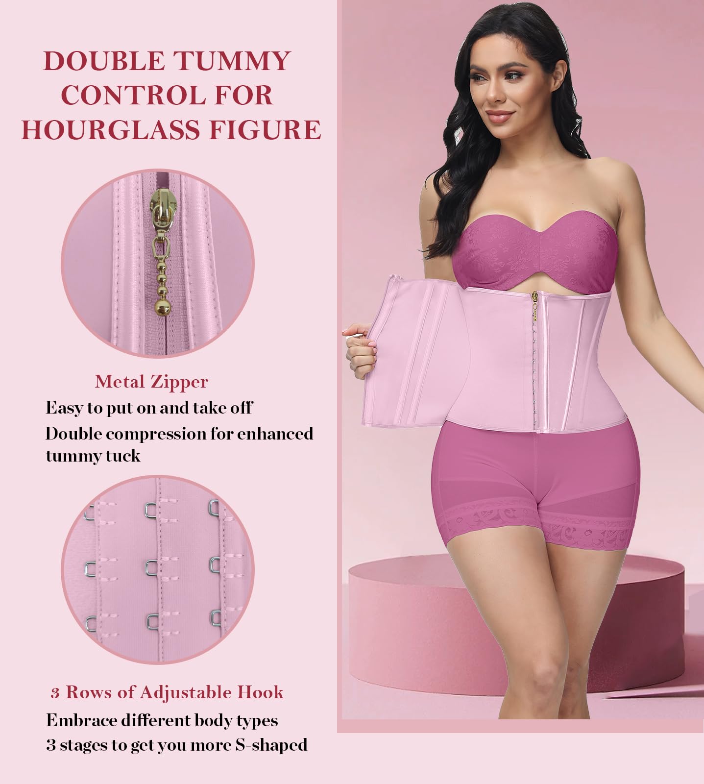 SHAPSHE Women's Waist Trainer for Tummy Control - Waist Cincher Corset Body Shaper for Workout & Postpartum - Slimming Shapewear for Daily Wear & Special Occasions