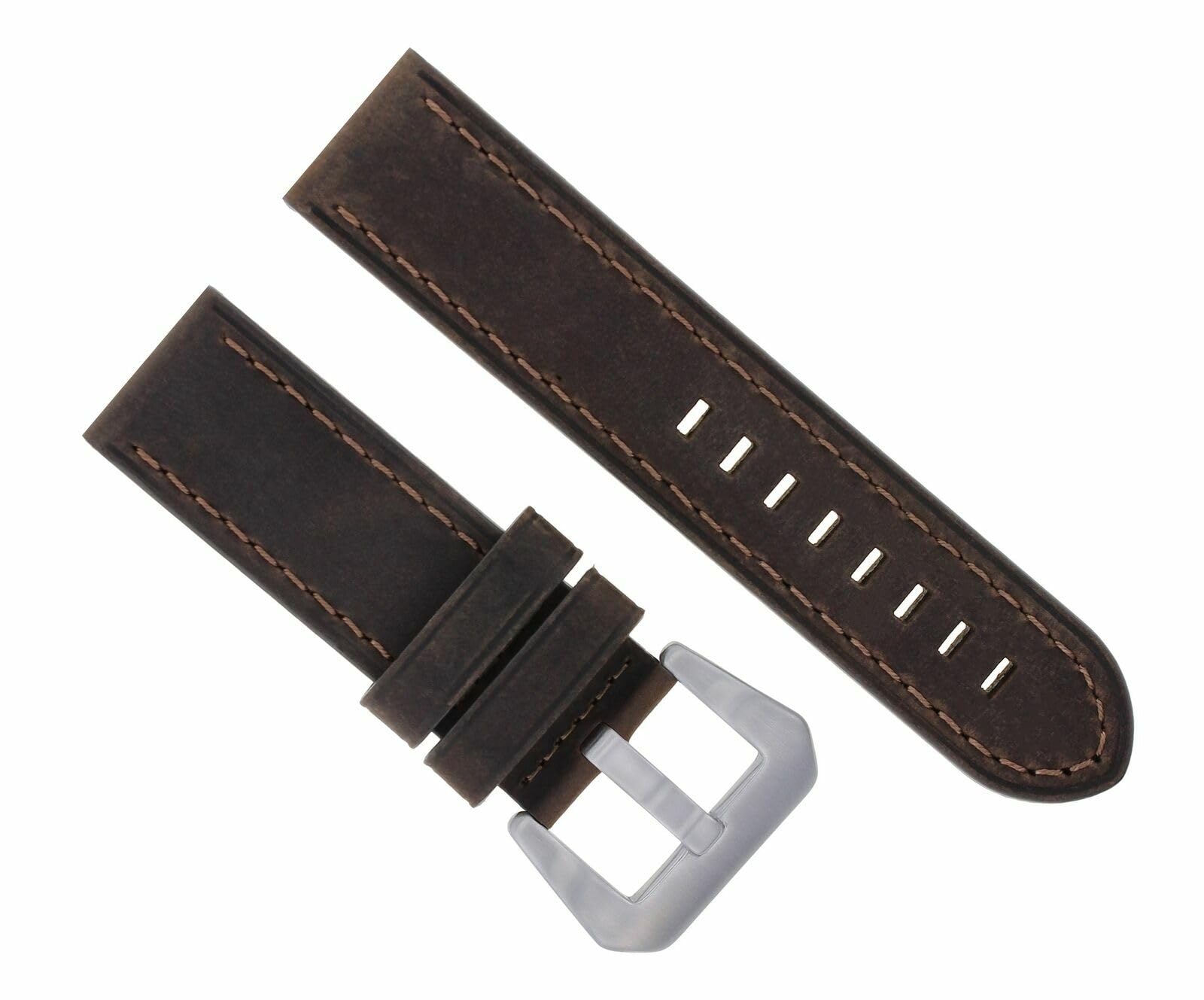 24mm Genuine Cow Leather Watch Band Strap - Compatible with Panerai GMT, Luminor & Radiomir Watches - Dark Brown Replacement Strap for Men's Luxury Watches - Perfect for Business, Casual & Formal Occasions