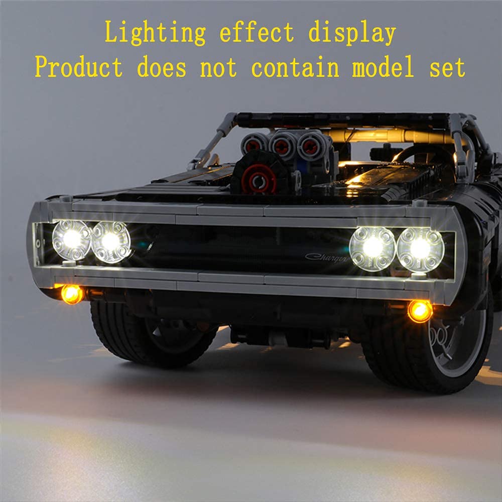 GEAMENT LED Light Kit for Dodge Charger Dom - Compatible with Lego Technic Fast & Furious 42111 Building Blocks (Model Not Included) - Perfect for Movie Fans & Car Enthusiasts DIY Projects