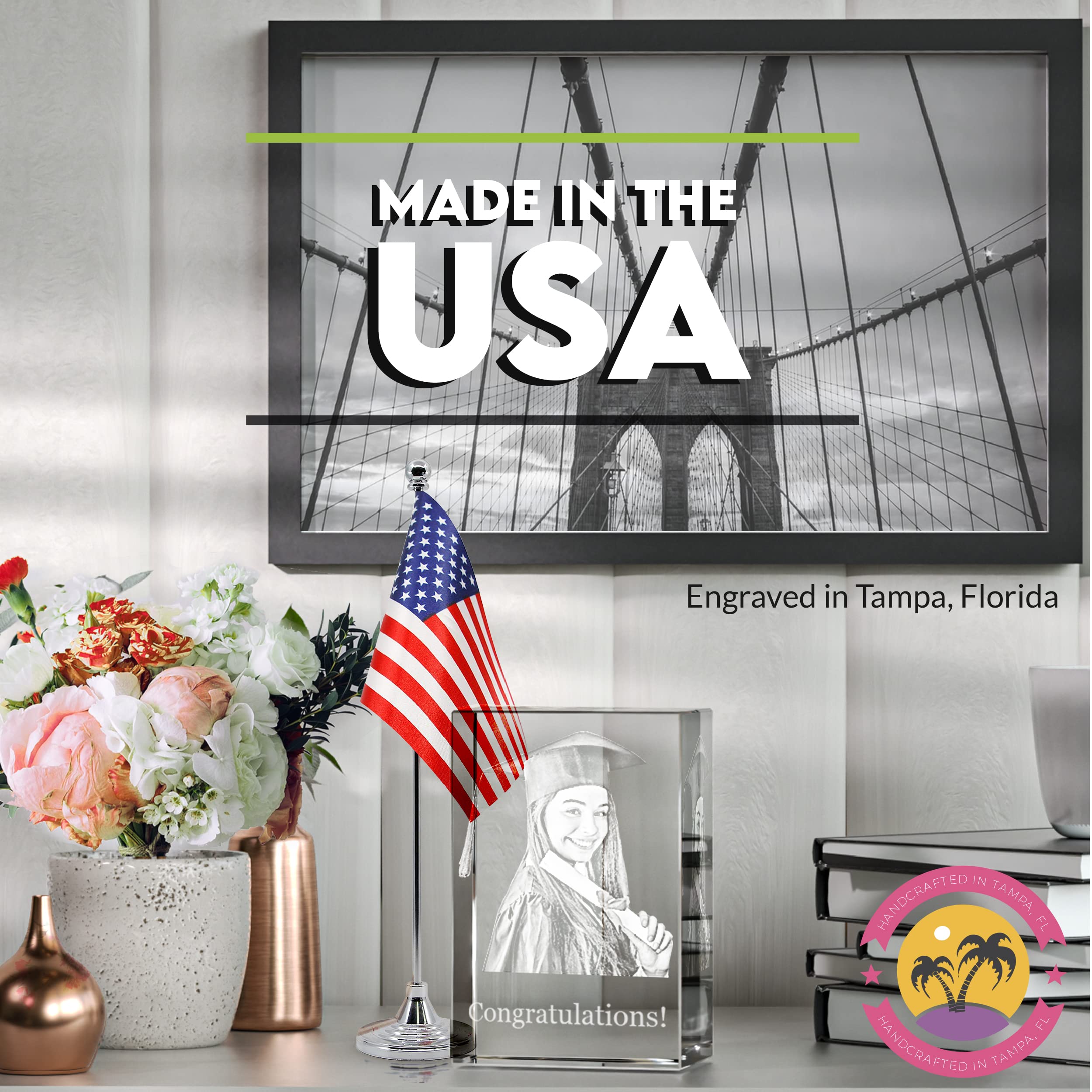 Personalized 3D Crystal Photo Gift - Custom Laser Engraved Picture Inside Clear Landscape Crystal for Mom, Dad, Men & Women | Unique Christmas Present, Anniversary Keepsake & Home Decor