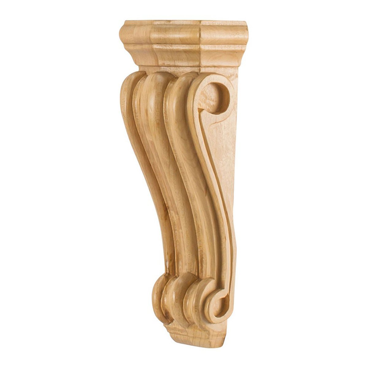 Hardware Resources 3x1 7/8x8 Cherry Wood Low Profile Scrolled Corbel - Decorative Bracket for Shelves, Cabinets & Home Decor