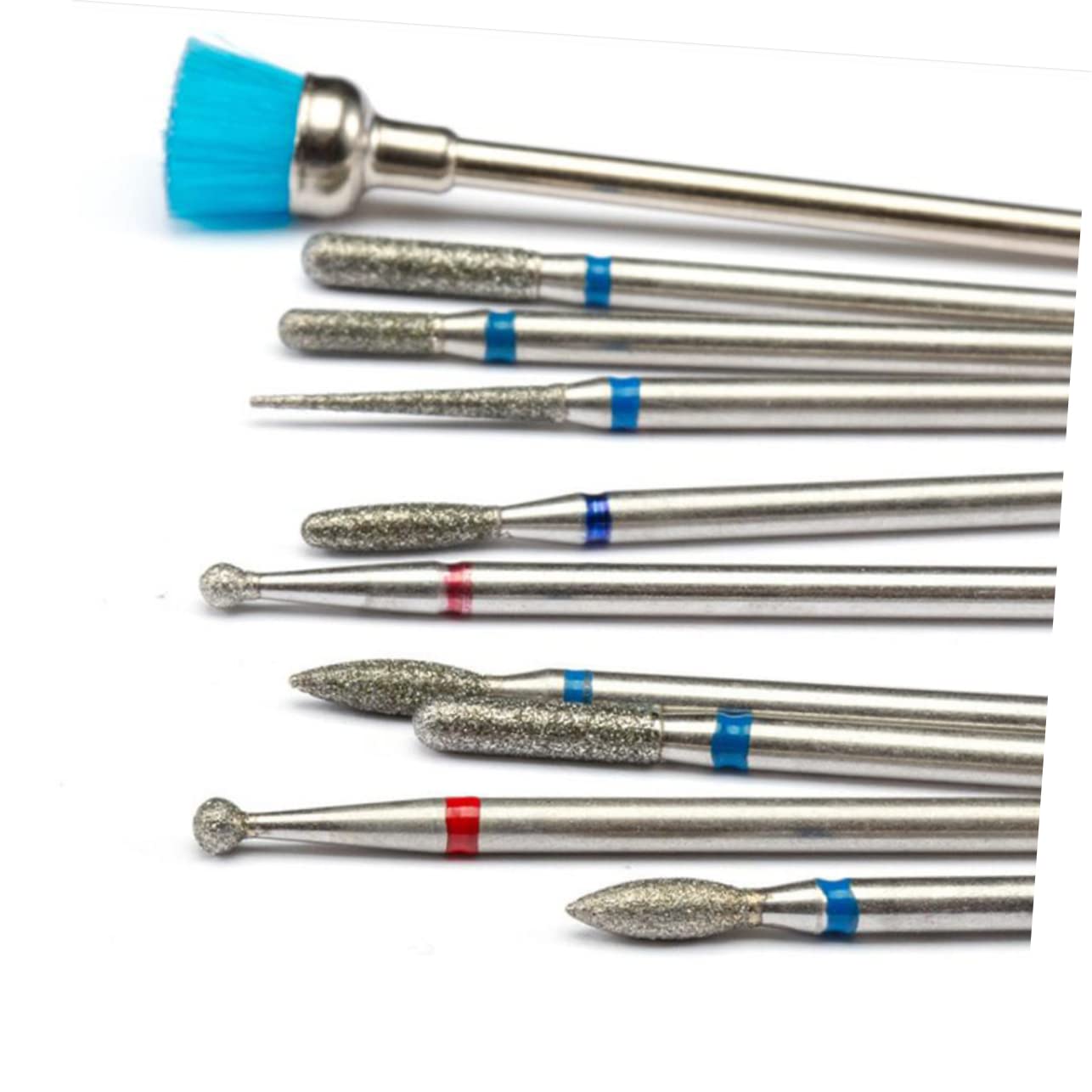 Professional 10-Piece Minkissy Nail Drill Bits Set - Silver Steel Manicure Grinding Heads for Acrylic, Gel & Natural Nails - Perfect for Salon & Home Nail Care