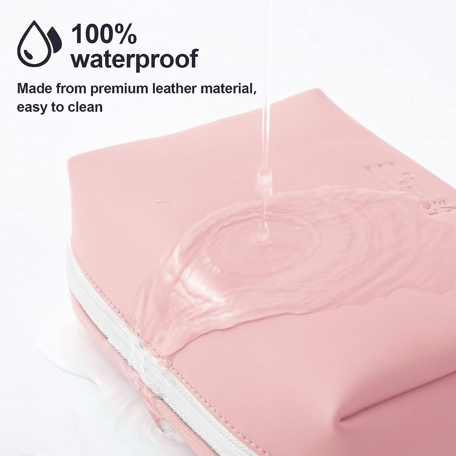 Waterproof PU Leather Cosmetic Organizer & Makeup Bag for Women - Travel Toiletry Pouch, Vanity Case & Jewelry Storage (Small, Pink) | Perfect for Travel, Home Organization & Daily Makeup Storage