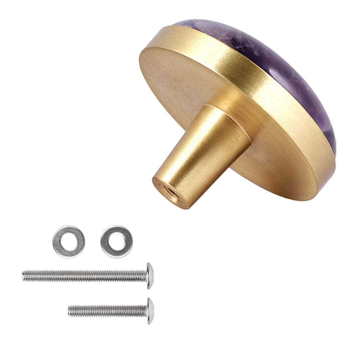 Amethyst Crystal Cabinet Knobs with Screws - Set of 2 Drawer Pull Handles for Dresser, Wardrobe & Cupboard - Elegant Home Decor for Bedroom, Bathroom & Kitchen