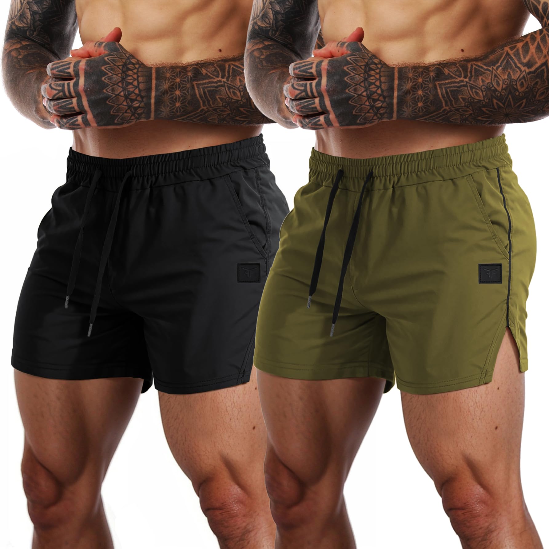 FLYFIREFLY Men's Quick Dry Workout Shorts - Lightweight Gym & Running Shorts with Towel Loop for Bodybuilding Training | Perfect for Gym, Jogging & Outdoor Sports