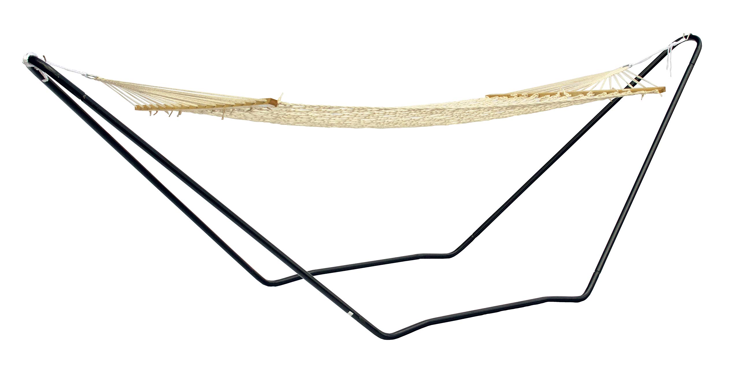 Texsport High Island Rope Hammock with Stand - Easy Setup, White & Black - Perfect for Backyard, Patio, Beach & Outdoor Relaxation