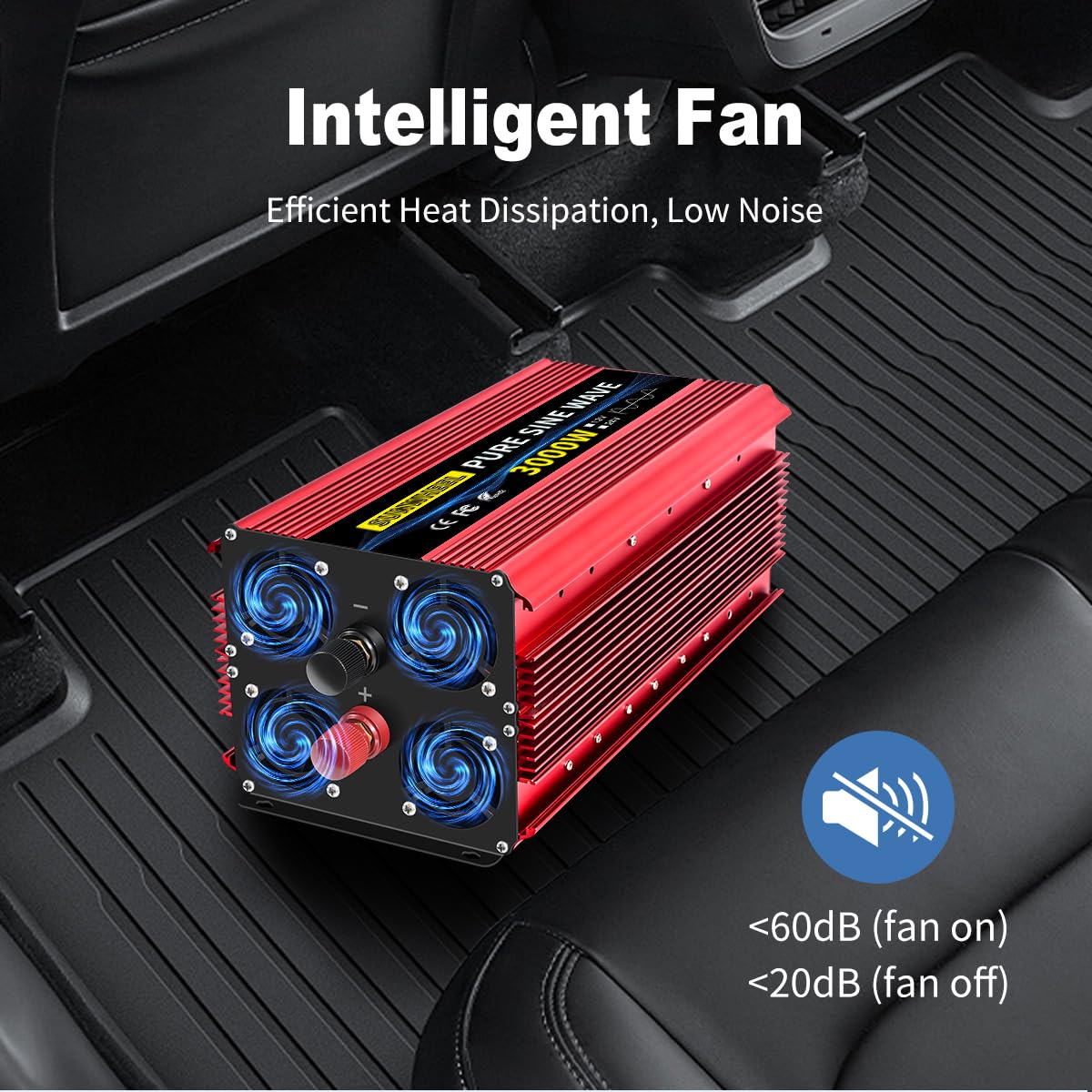 SUNWHEEL 3000W Pure Sine Wave Power Inverter - 24V DC to 110V/120V AC Solar Converter with LCD Display & 4 Outlets for RV, Truck, Home, Camping (Powering Microwave, Refrigerator, AC, TV & More)