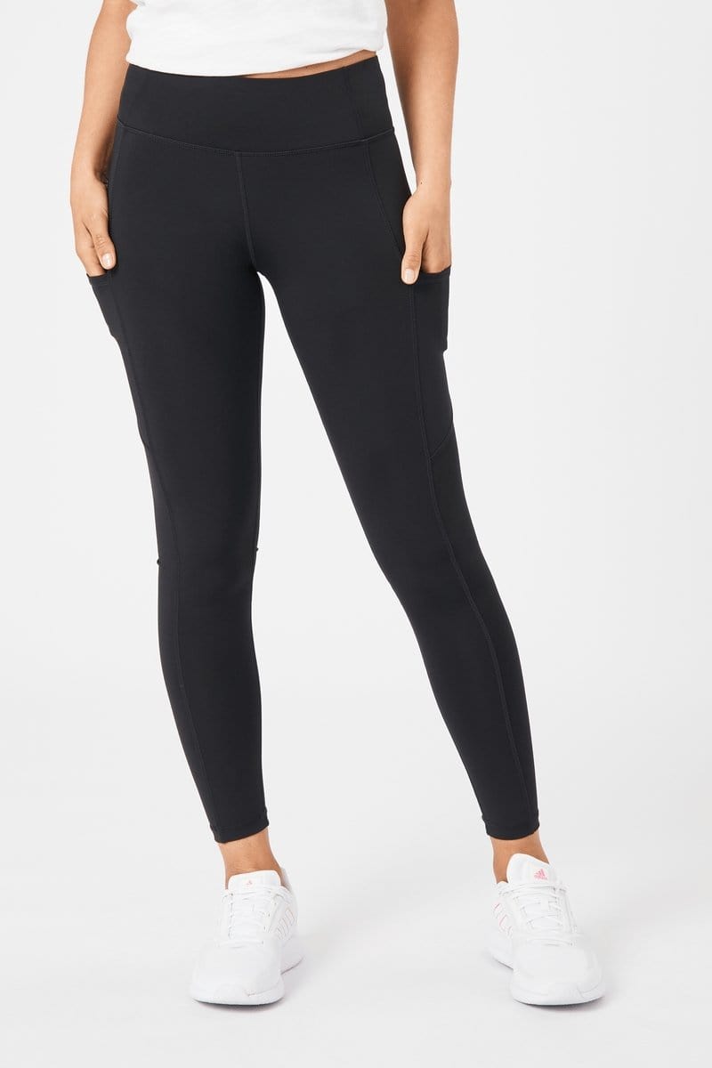 INSPORT Women's High-Waisted Power Pocket Yoga Tights - Full Length Workout Leggings for Running, Gym & Lounge - Black Compression Pants