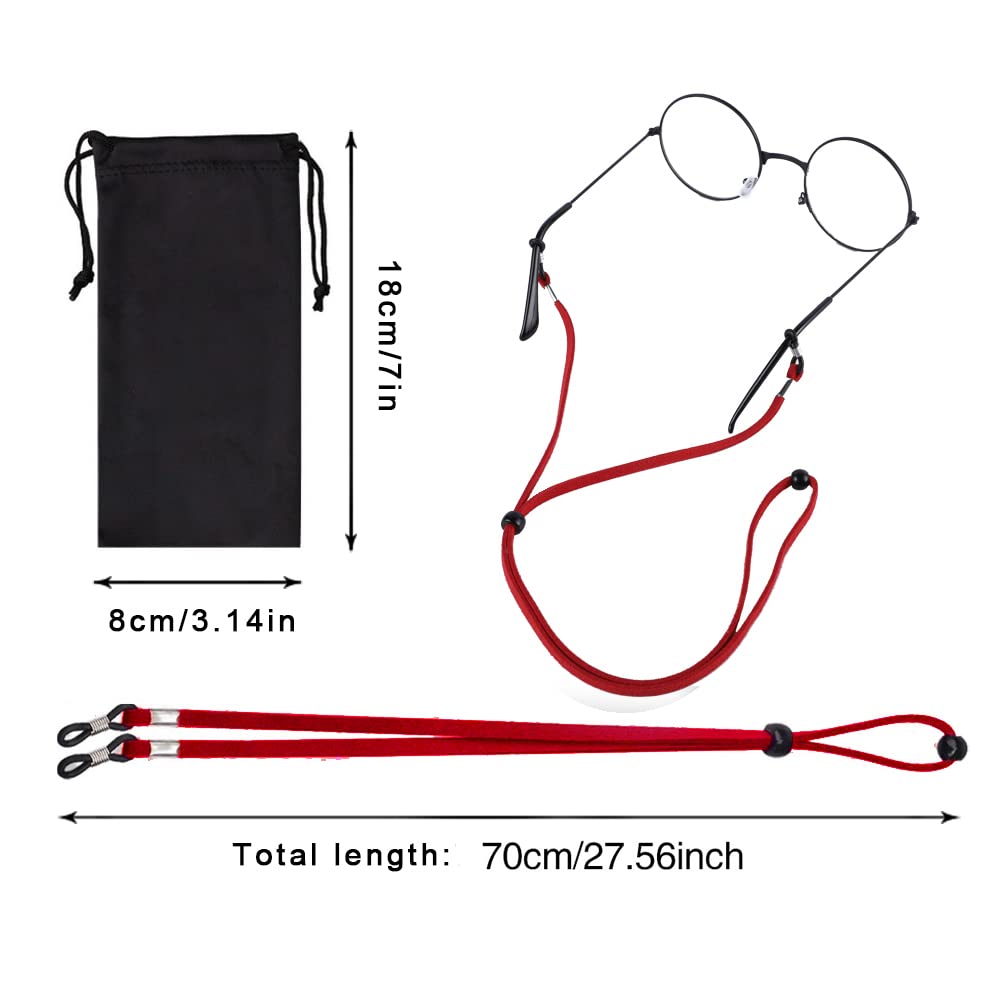 FUYOAL 6PCS Leather Glasses Chain - Adjustable Non-Slip Eyewear Lanyard for Men & Women - Perfect for Reading & Outdoor Activities