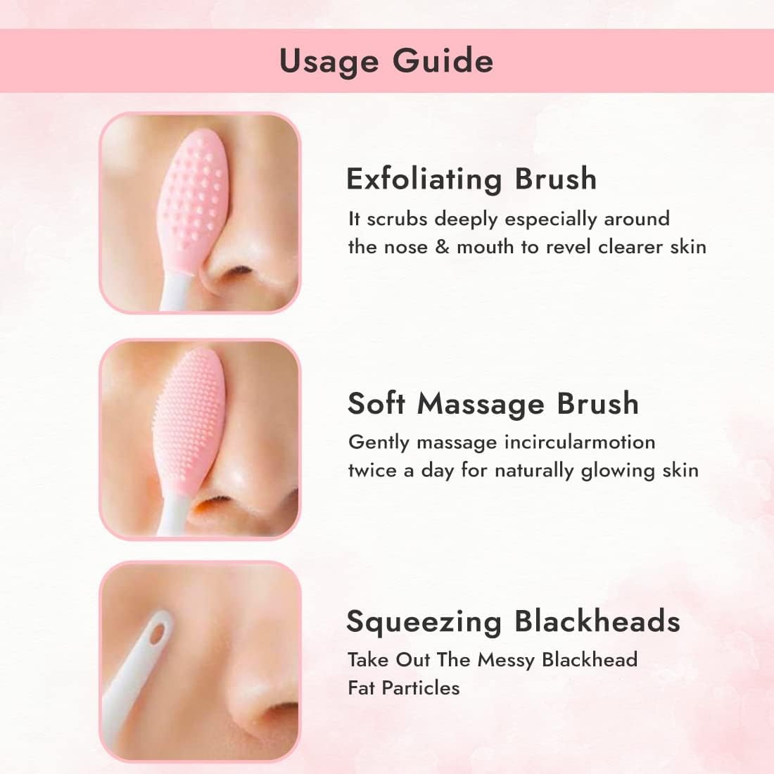 VAIDUE Lip Exfoliating Brush & Facial Massager - Double-Sided Silicone Blackhead Remover for Women | Dry Lips Scrub Tool, Nose Pore Cleaner & Deep Facial Cleansing | Perfect for At-Home Spa & Skincare Routine