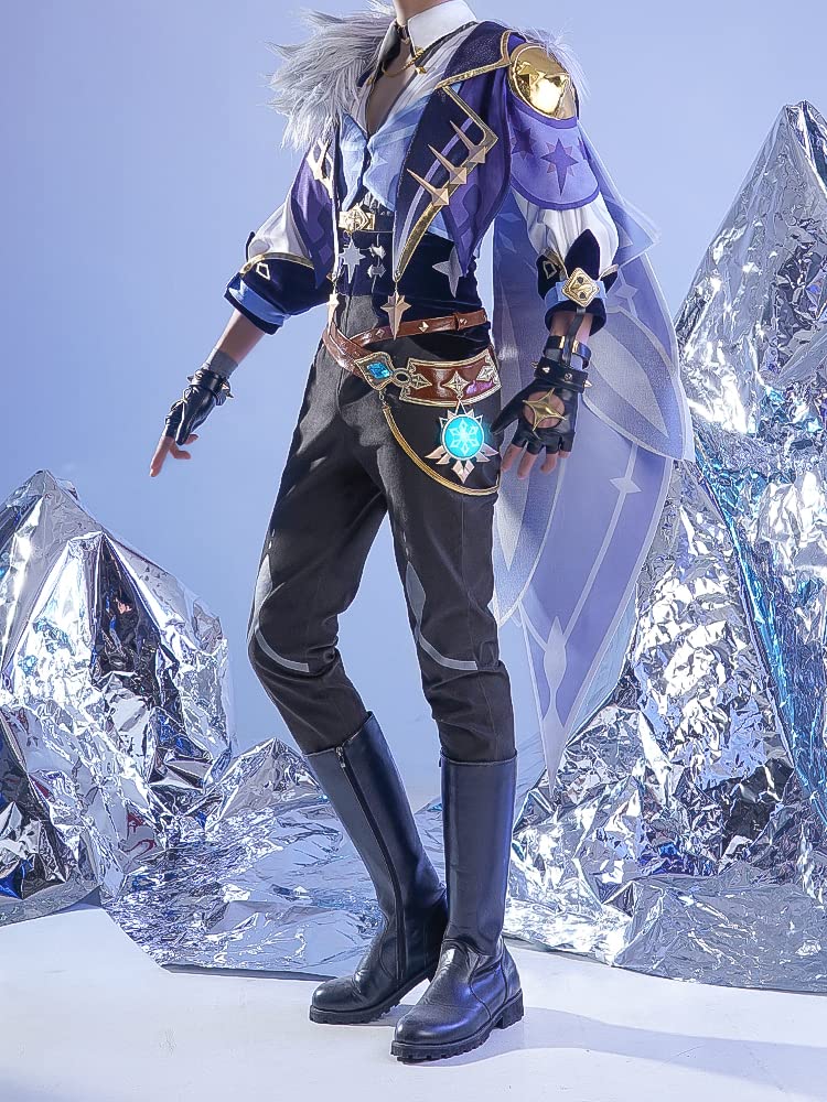 Kaeya Cosplay Costume Full Set with Wig and Shoes | Genshin Impact Character Outfit for Halloween, Carnival, Anime Conventions & Birthday Parties | Perfect Gift for Game Fans