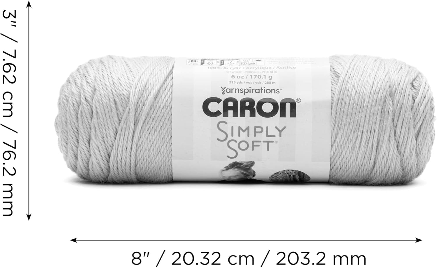 Caron Simply Soft Heathers Yarn - 5 oz Charcoal Heather Yarn Ball | Premium Soft Acrylic Knitting Yarn for Crochet, Baby Blankets & Scarves