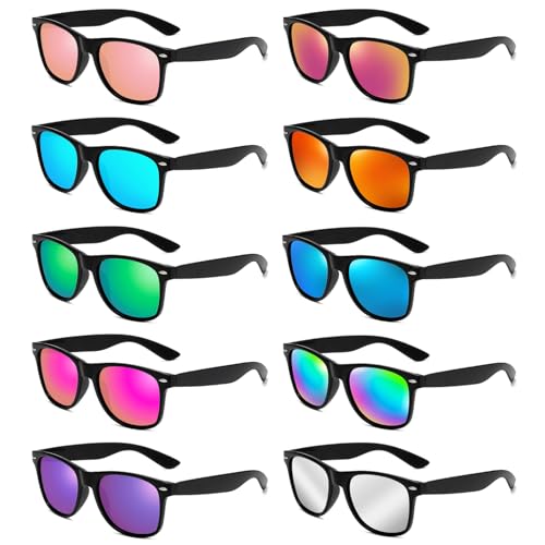 Black Frame Mirrored Lens 10 Packs
