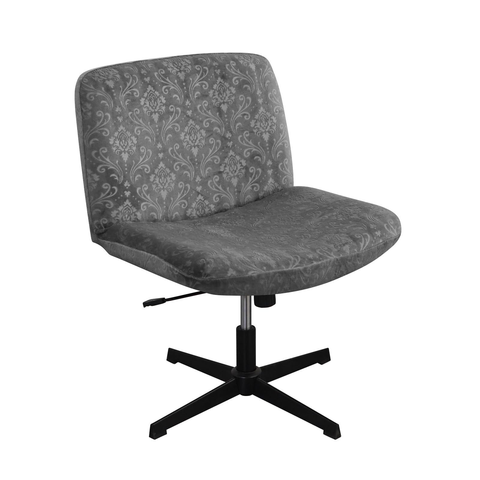 Criss Cross Armless Chair Slipcover - Velvet Embossed Office Desk Chair Cover for Mid Back Wide Seat, Computer & Vanity Chairs (Dark Grey) - Perfect for Home Office, Gaming Setup & Dressing Room Decor