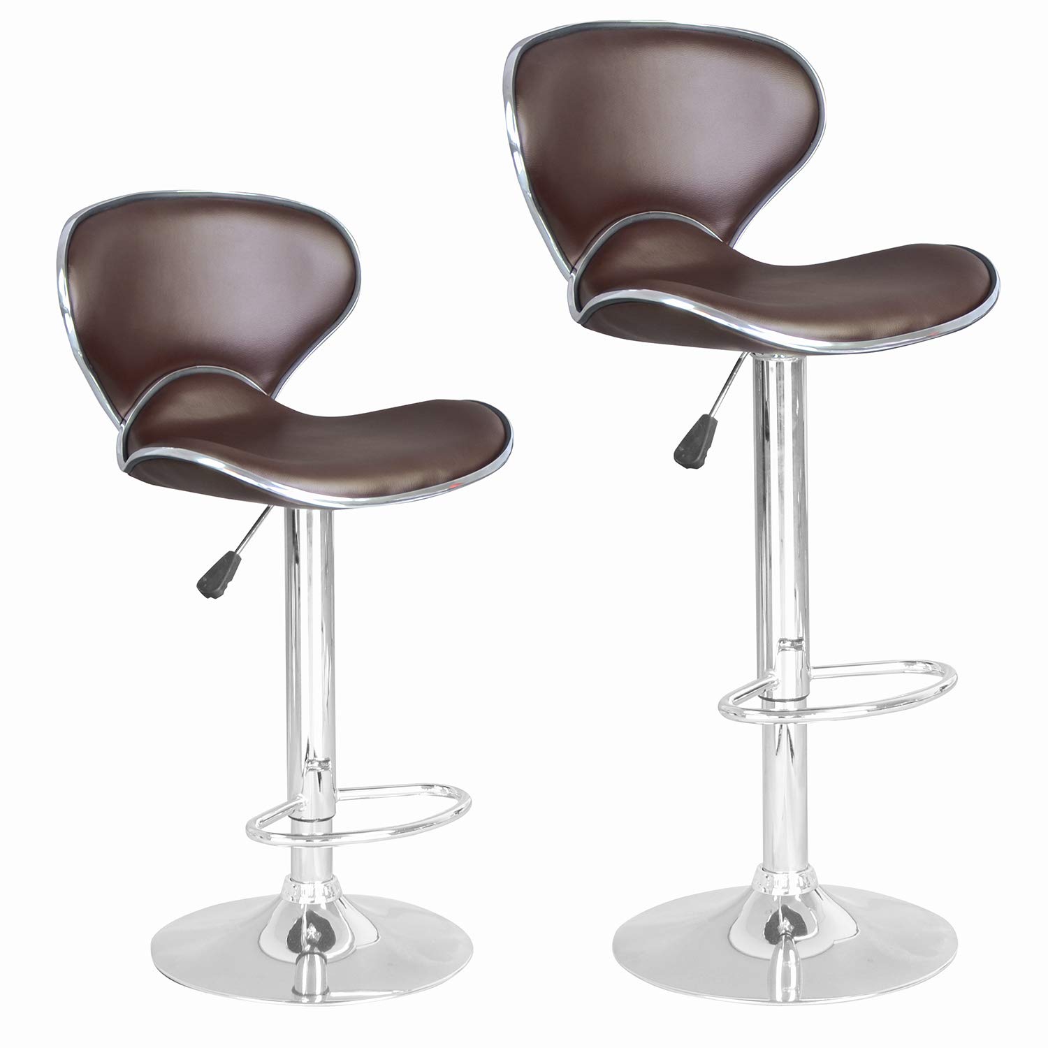 Best Adjustable Bar Stools Set of 2 - PU Leather Swivel Counter Height Bar Stools with Back Support - Perfect for Kitchen Island, Home Bar, Dining Room & Breakfast Nook