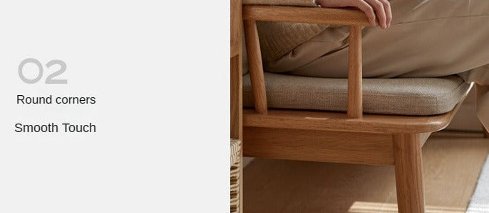 Premium Oak Solid Wood Windsor Sofa - All-Season Comfort for Living Room, Bedroom & Office - Winter & Summer Dual Use Design for Year-Round Relaxation