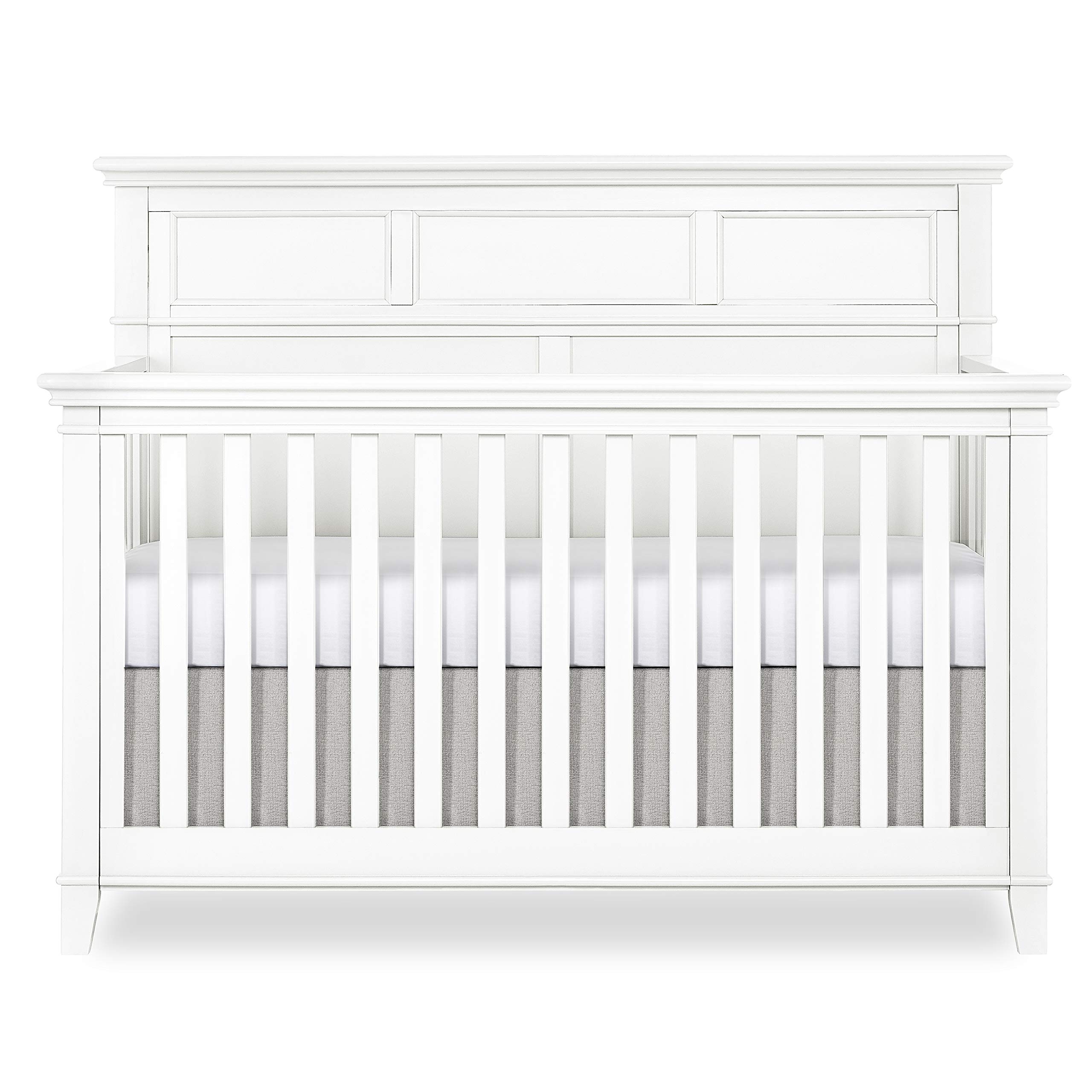 Dream On Me Dover 4-in-1 Convertible Crib in White - Adjustable Mattress Heights, Stationary Side Rails, Solid Wood Nursery Furniture for Baby's Bedroom | Safe & Stylish Baby Crib for Newborn to Toddler Transition