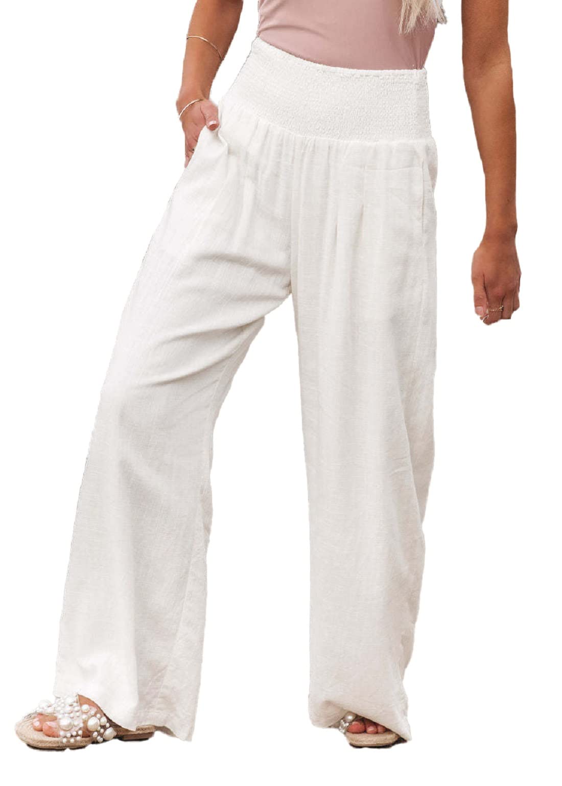 Boho Women's Summer Pants - White Capris, Bell Bottom & Baggy Cargo Pants | Trendy Y2K Jeans & Beach Cover Up | Casual, Streetwear & Vacation Outfits