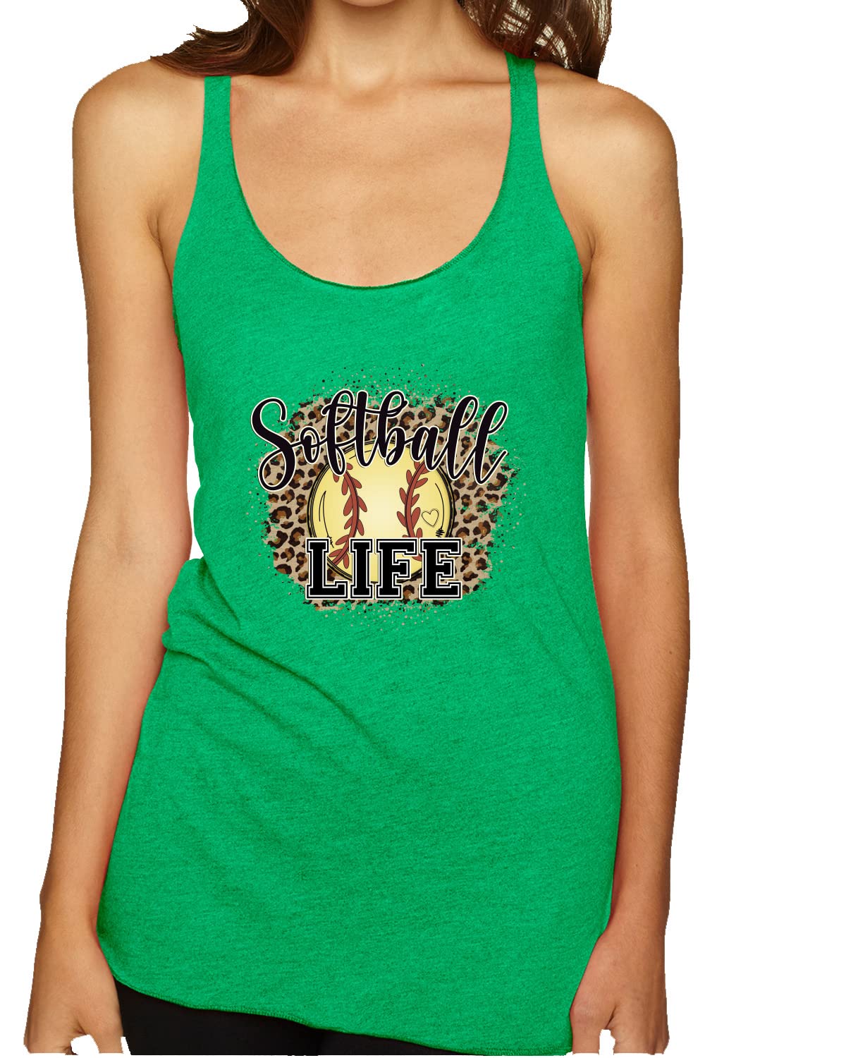 Softball Life Animal Print Tri-Blend Racerback Tank Top for Girls - Breathable & Comfortable Sports Shirt for Softball, Gym & Casual Wear