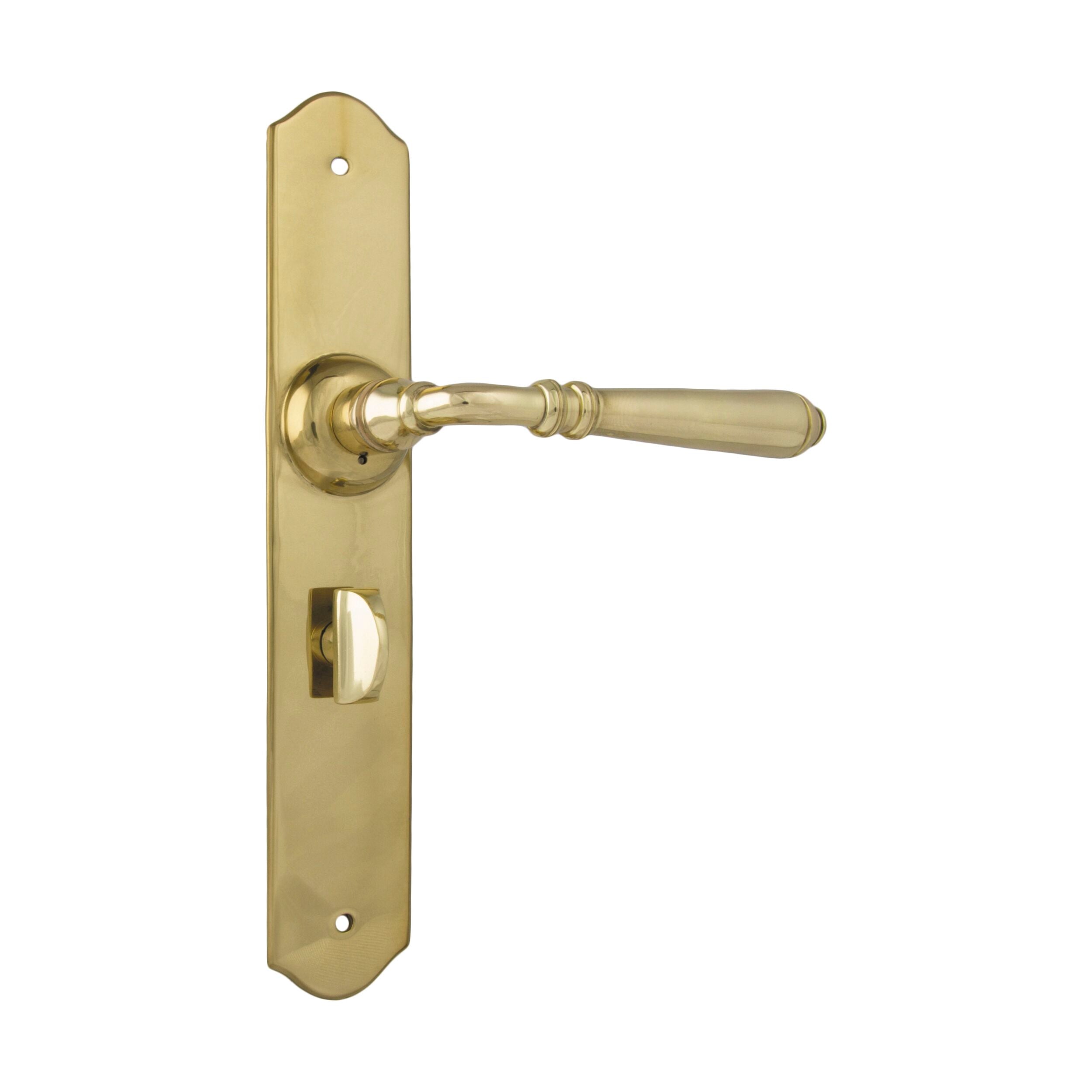 0771P Door Lever Reims Privacy Pair - Polished Brass - 240mm x 40mm x 70mm - Elegant Interior Door Handle for Bedroom, Bathroom & Office Privacy Locks