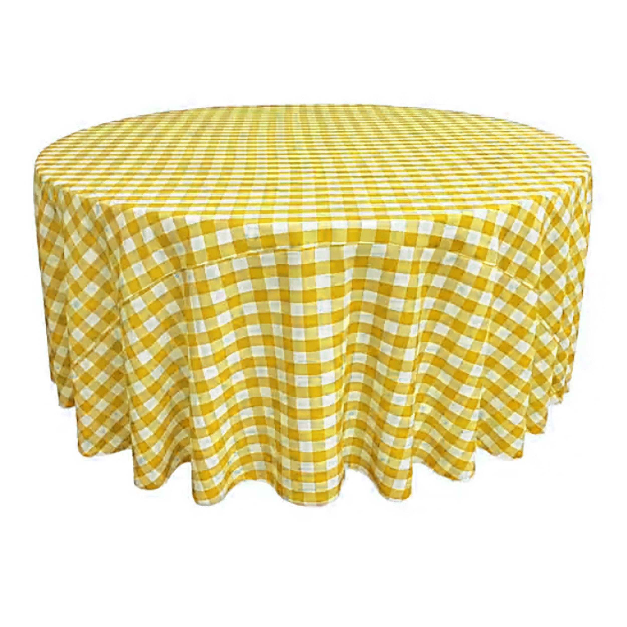 Premium Cotton Gingham Checkered Round Tablecloth - 120 Inch Yellow Wedding Table Cover for Bridal Showers, Birthday Parties & Special Events | Perfect for Outdoor Picnics, Garden Parties & Holiday Decorations