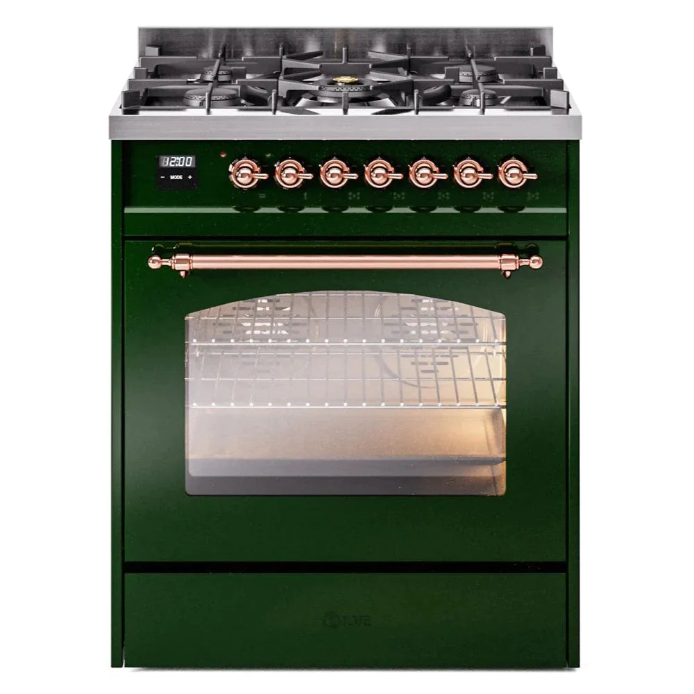 ILVE 30 Nostalgie II Series Freestanding Dual Fuel Range with 5 Sealed Burners - Professional Gas Stove & Electric Oven for Home Kitchen - Perfect for Baking, Roasting, and Family Cooking (Model UP30NMP)