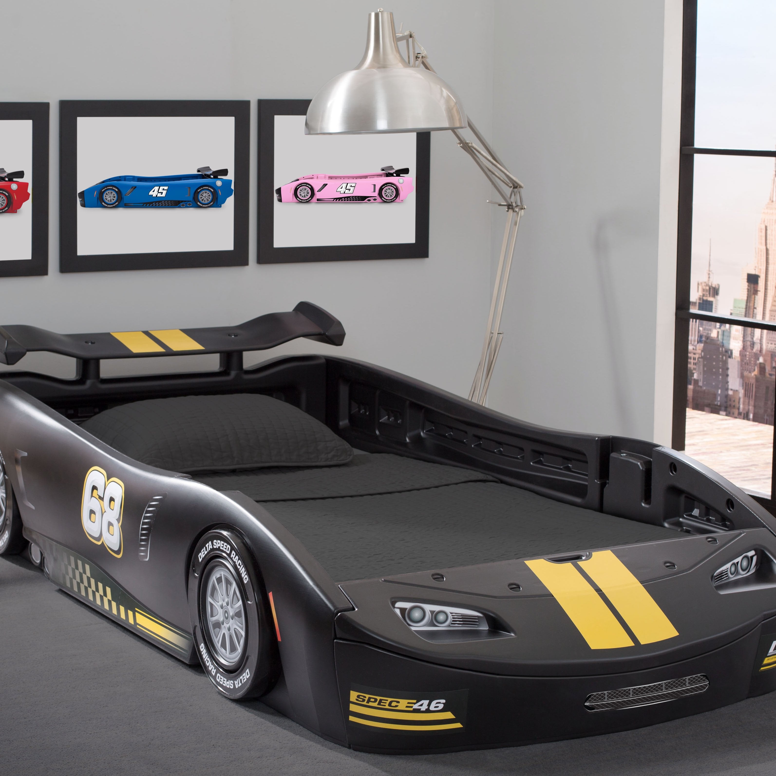 Turbo Race Car Twin Bed for Kids - High-Speed Design Themed Bedroom Furniture for Boys & Girls - Perfect for Racing Enthusiasts' Bedrooms and Playrooms