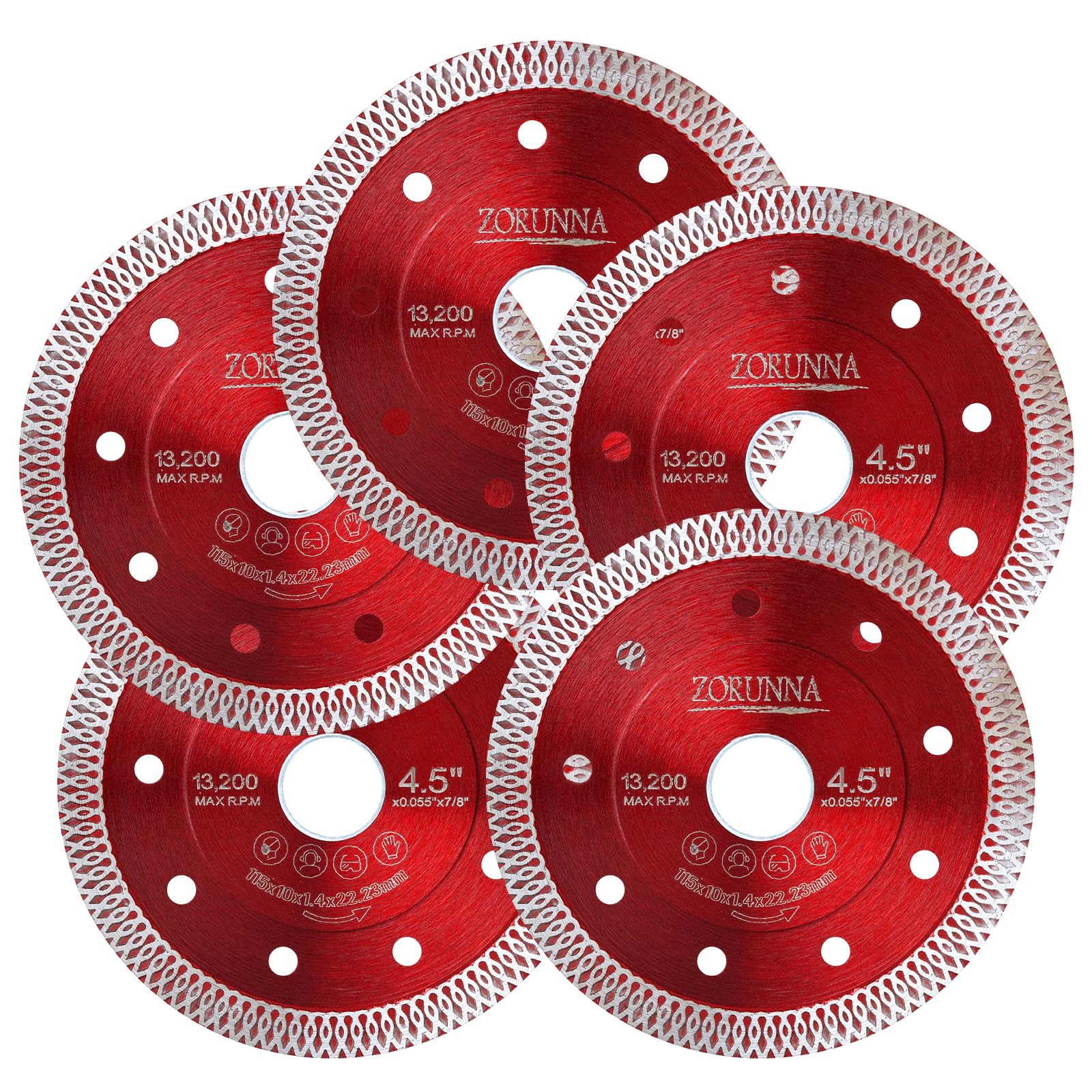 5Pcs Diamond Saw Blades 4.5 Inch - Super Thin Indestructible Cutting Disc for Angle Grinder, Perfect for Porcelain, Ceramic, Granite & Marble Tiles - Ideal for Home Renovation, DIY Projects & Professional Construction Work