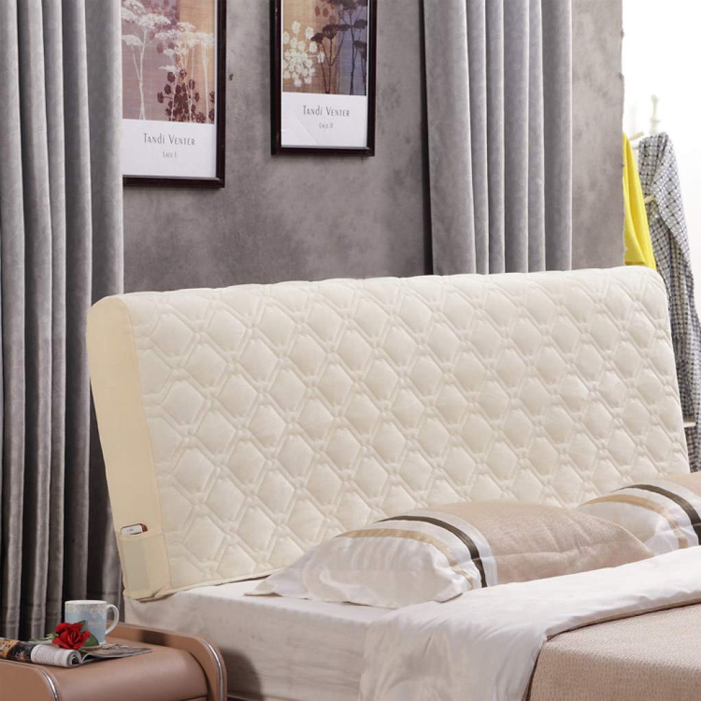 BERTERI Ultra Soft Short Plush Headboard Cover - Full Size Bed, Thick Quilted Upholstered Leather Protector - Anti-Dirty & Easy Care Furniture Slipcover (Beige) - Perfect for Bedroom Decor & Home Comfort