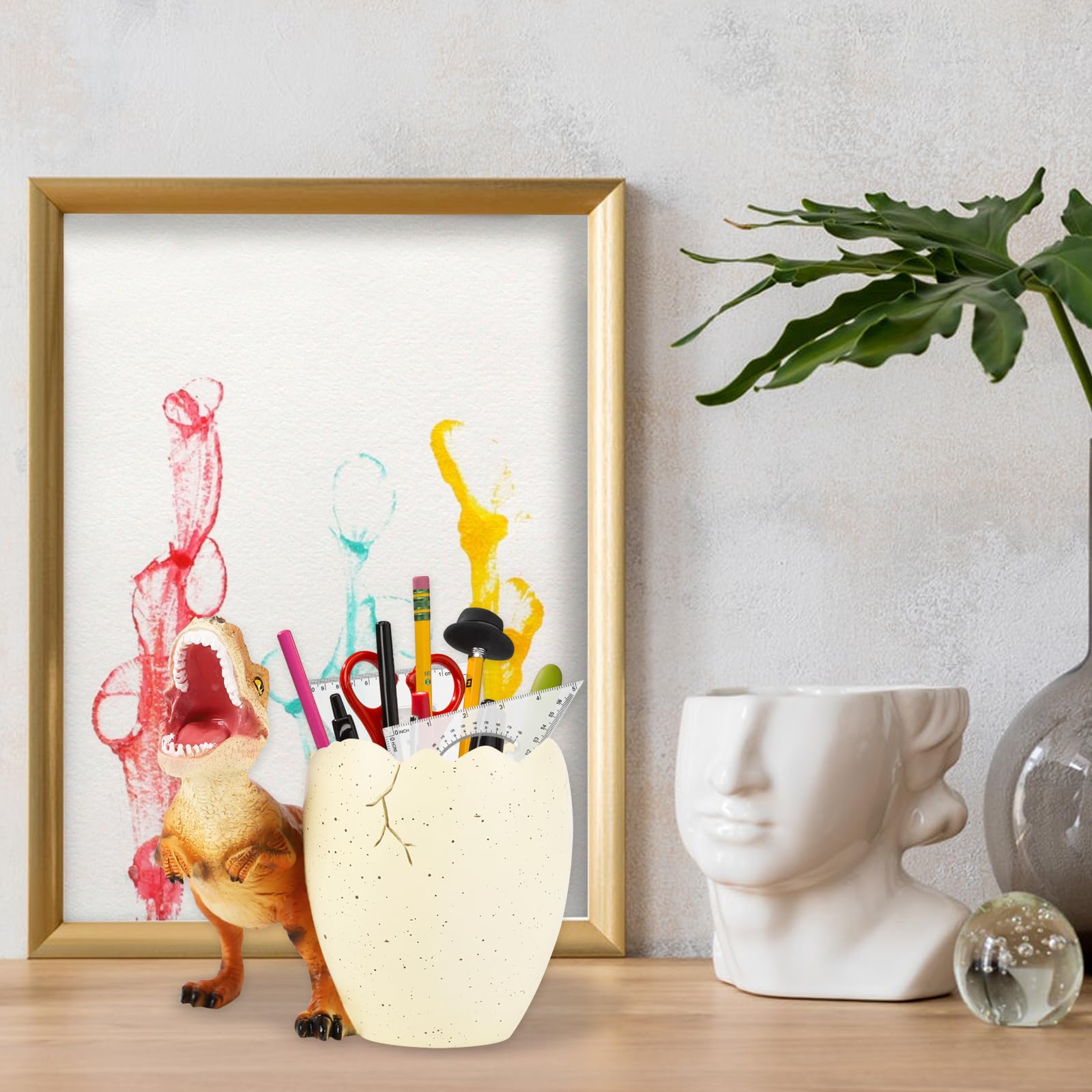 Dinosaur Pen Holder - Tyrannosaurus Rex Pencil Organizer for Desk, Cute Dinosaur-Themed Office Supplies & School Accessories | Perfect Gift for Boys, Girls, Men & Women | Home Office & Study Desk Decor (Orange)