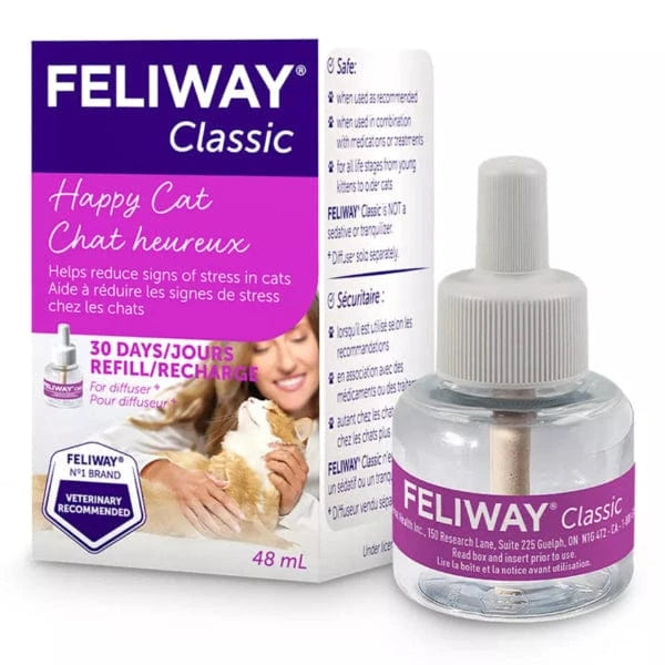 FELIWAY Classic 30-Day Refill for Cats - Calming Pheromone Diffuser - Reduces Stress & Anxiety in Cats - Perfect for Vet Visits, Travel & Home Use
