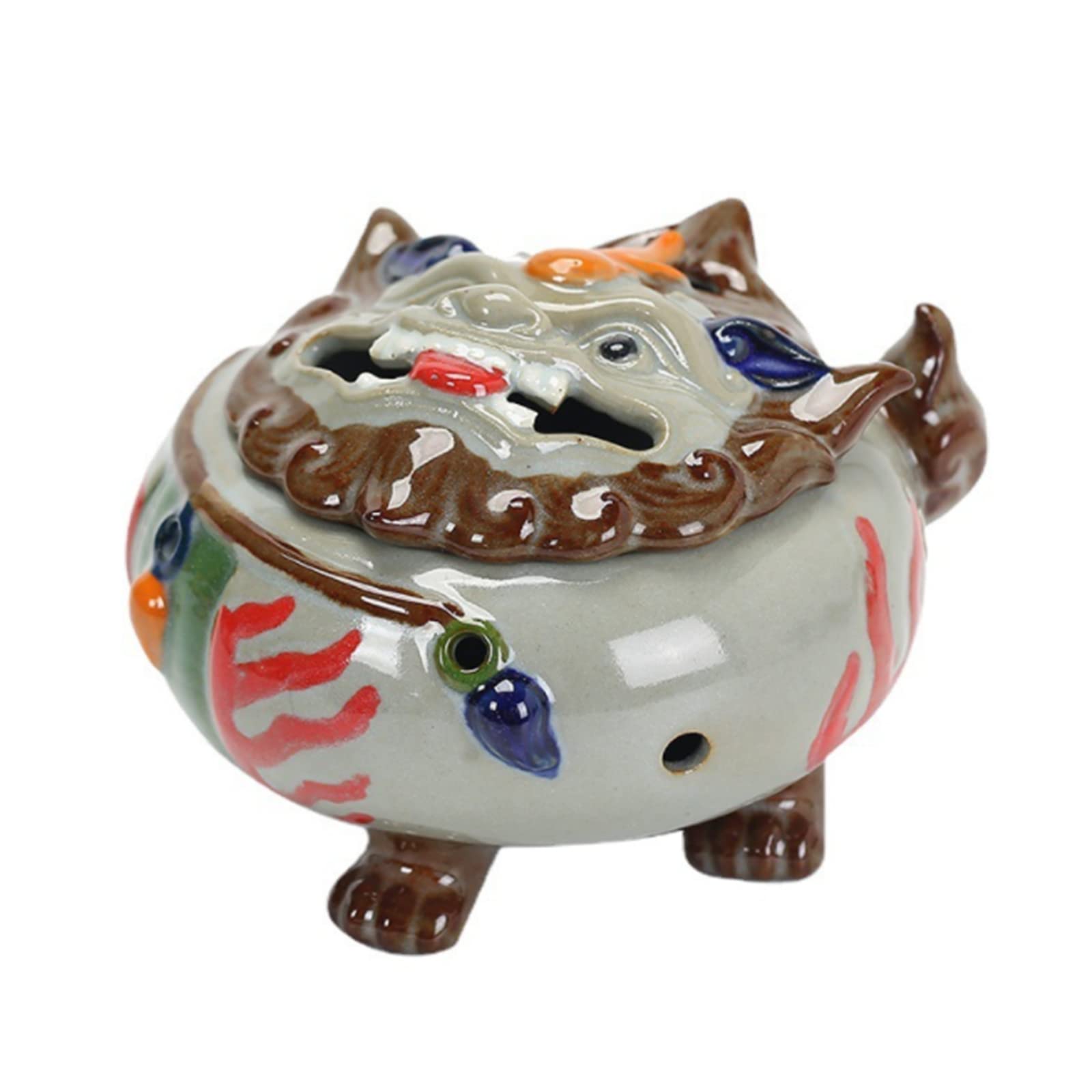 QULENO Chinese Porcelain Ceramic Incense Burner & Ash Catcher - Handcrafted Cone/Charcoal/Roll Incense Holder - Zen Home Decor for Meditation, Yoga & Aromatherapy