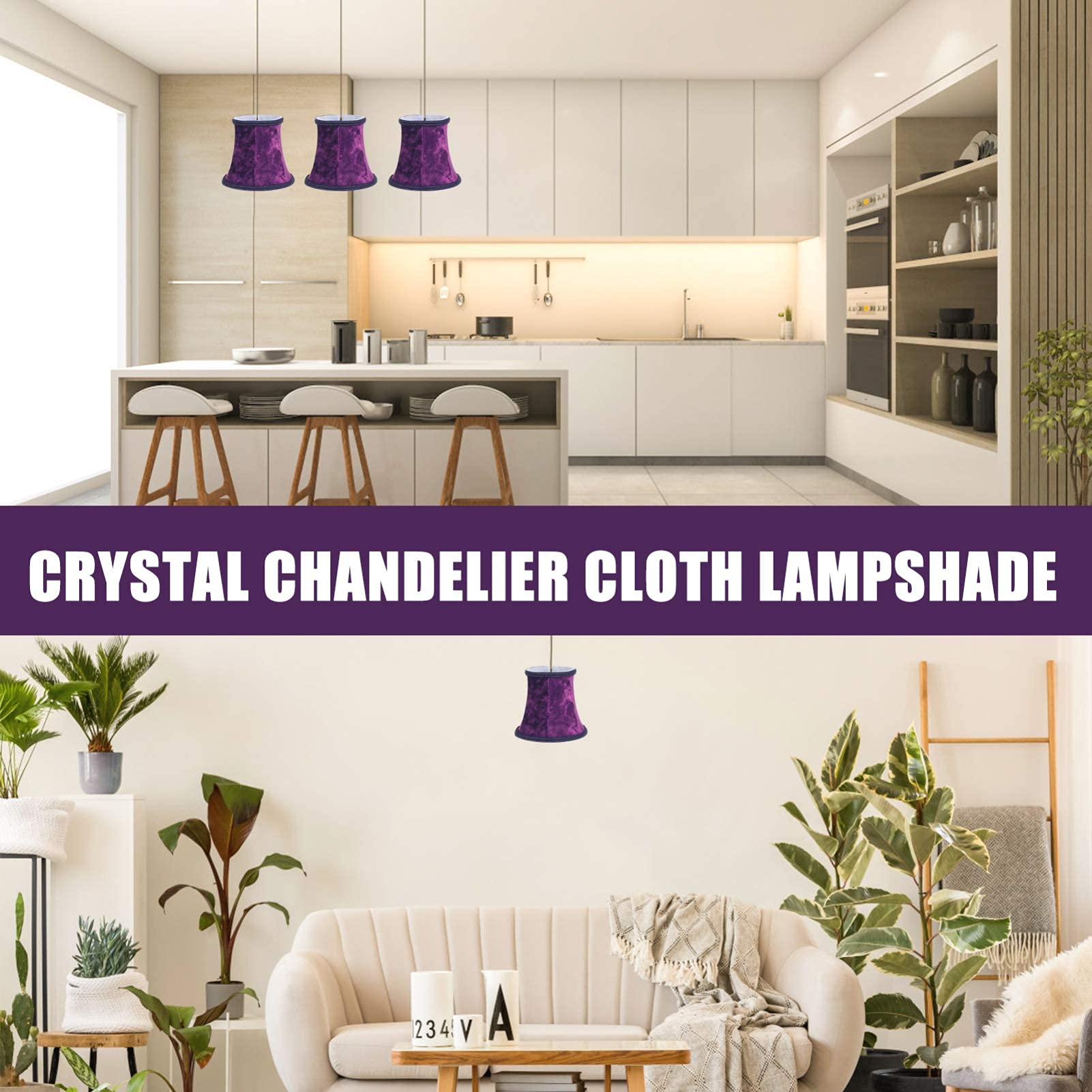 Clip-On Fabric Lamp Shade - Purple Bell-Shaped Lampshade Cover for Table Lamps, Chandeliers & Wall Lights | Perfect for Living Room, Bedroom & Office Decor