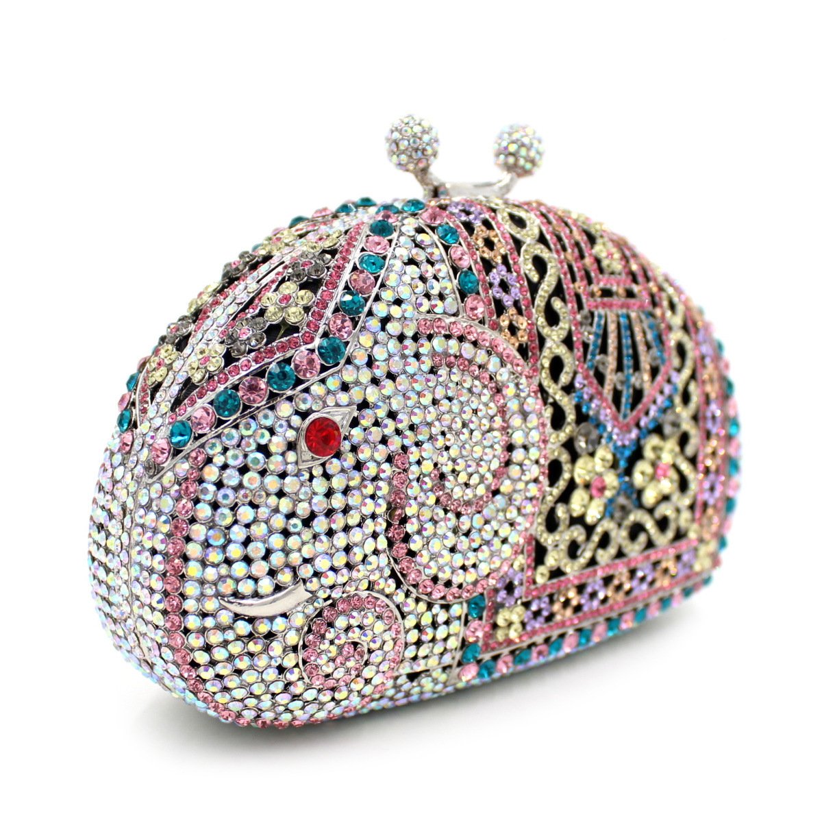 Luxury Women's Evening Bag with Rhinestone Chain - Elegant Wedding Clutch Purse for Parties, Prom & Formal Events - Shiny Elephant Design Handbag for Special Occasions
