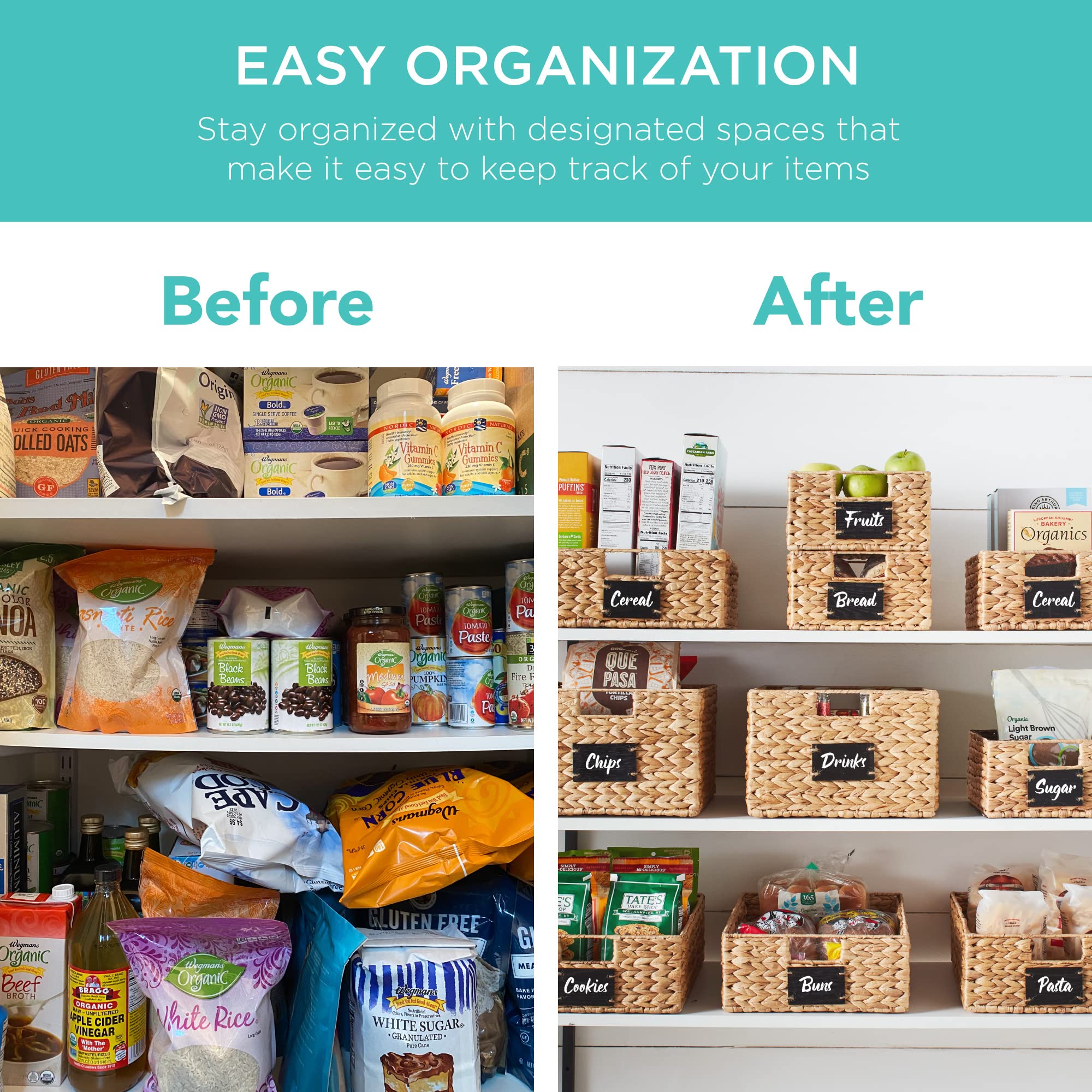 Best Woven Wicker Pantry Baskets Set - Natural Storage Organizers for Kitchen & Home
