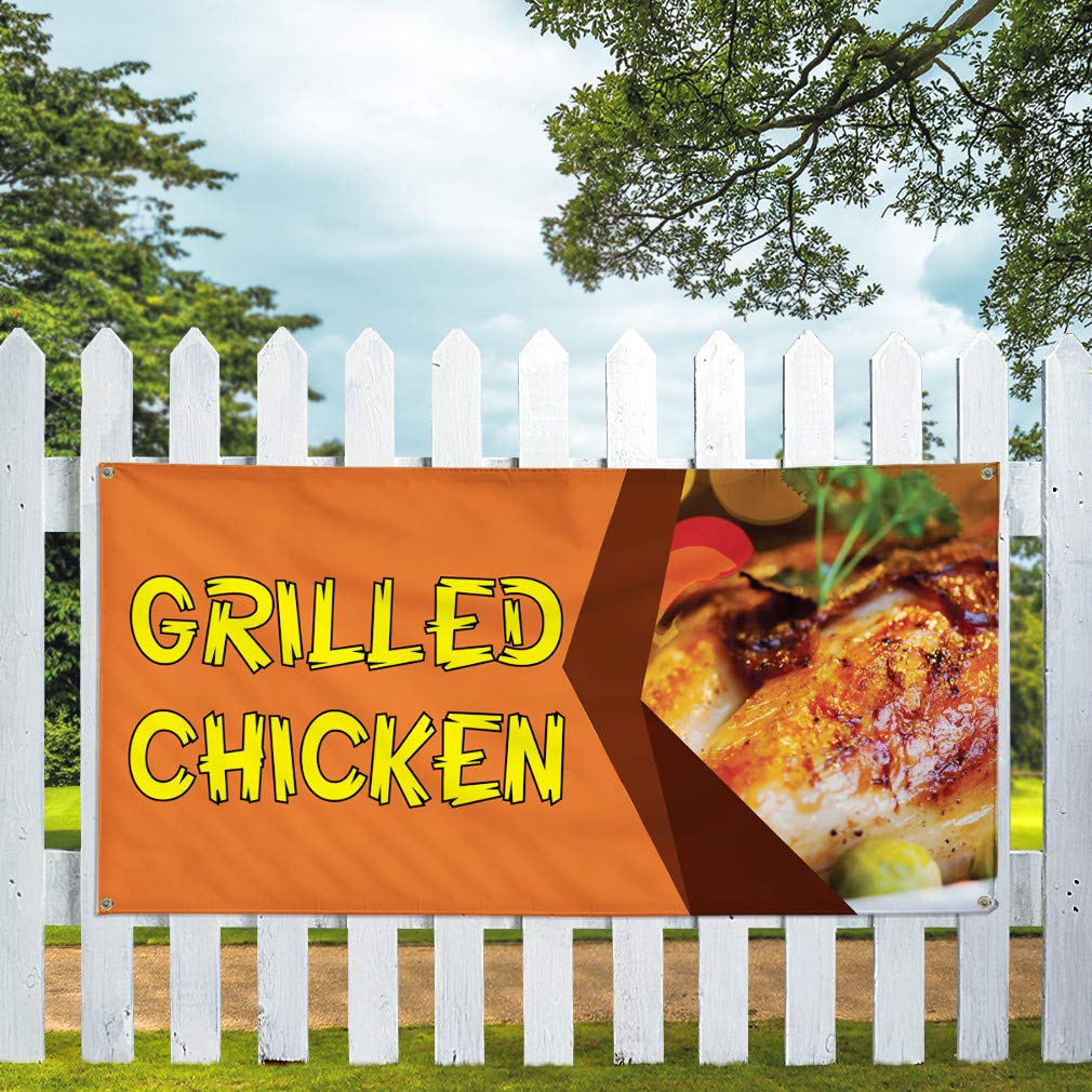 Vinyl Banner - 60x144 Inches Weatherproof Outdoor Advertising Sign with 10 Grommets for Restaurants, Grilled Chicken Promotion & Industrial Yard Signs (Multiple Sizes Available) - Perfect for Food Trucks, Events & Business Advertising