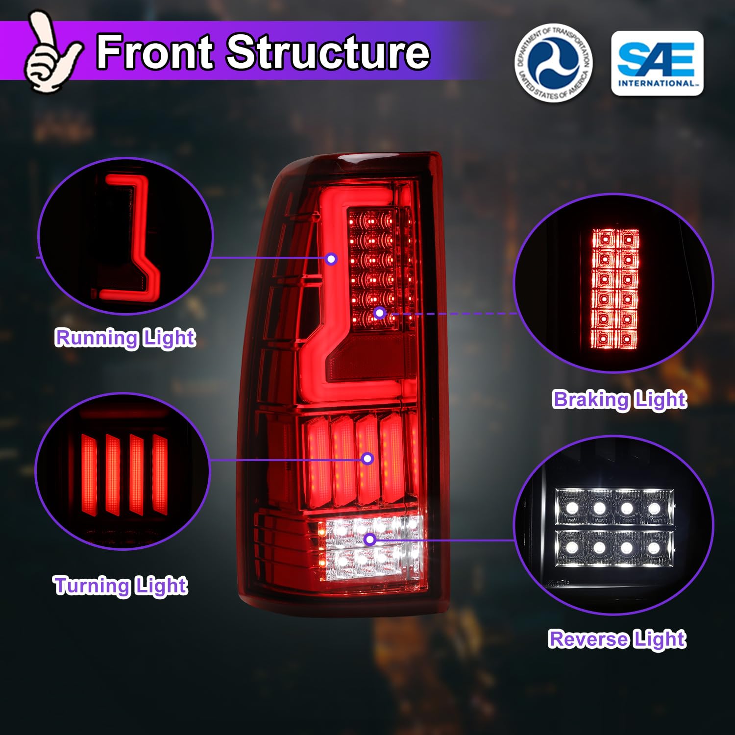 Nixon Offroad LED Tail Lights for Chevy Silverado 1500 2500 3500 1999-2006 & GMC Sierra 1500 2500 3500 1999-2002 - Chrome/Red Rear Lamps Assembly - Durable & Bright Replacement for Enhanced Night Visibility - Perfect for Off-Roading, Truck Upgrades & Night Driving