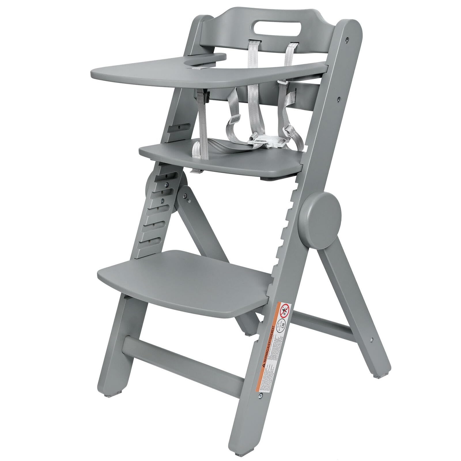 LIVINGbasics Adjustable Wooden High Chair with Removable Tray - Safe Baby Dining Chair for Toddlers & Kids - Perfect for Study, Mealtime & Step Stool Use at Home