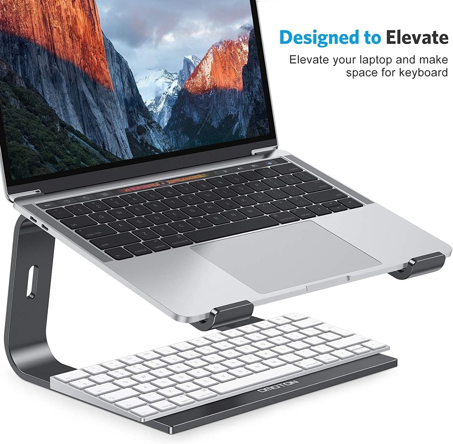 OMOTON Adjustable Aluminum Laptop Stand for Desk - Ergonomic Detachable Laptop Holder Compatible with MacBook Air/Pro, Dell, HP, Lenovo (11-16 Inch) - Perfect for Home Office, Gaming & Workstation Setup - Black