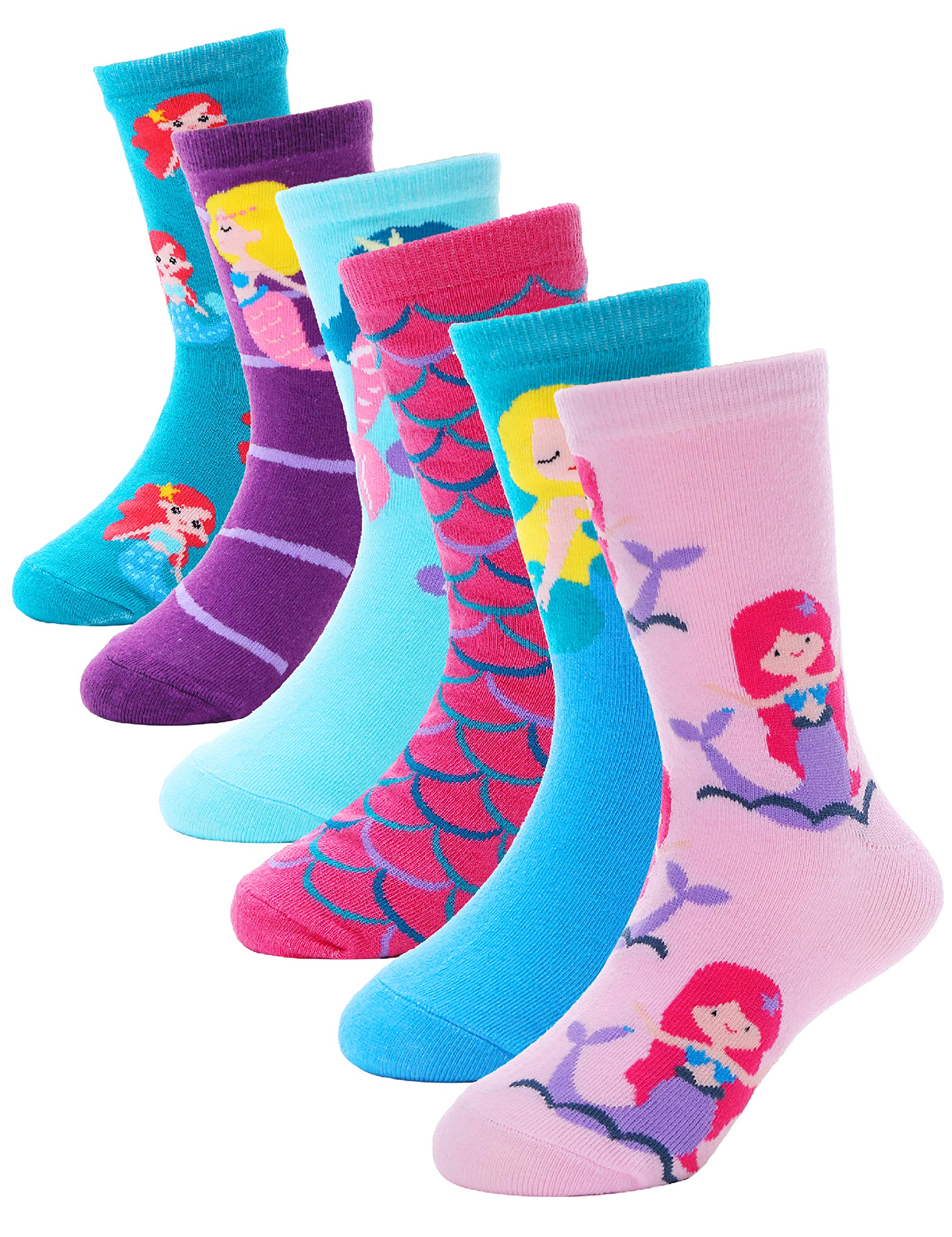 **Anlisim Girls Socks 6-Pack - Cute Animal Print Cotton Socks for Kids, Soft & Comfortable, Novelty Cartoon Design - Perfect for School, Play & Everyday Wear**