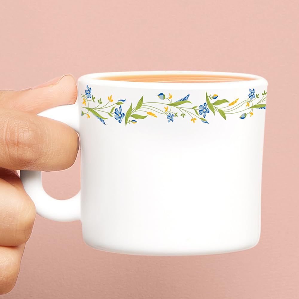BOROSIL Larah Opalware Tea & Coffee Mugs Set of 6 (100ml Each) - Microwave & Dishwasher Safe, Bone-Ash Free White Crockery - Perfect for Home, Office, Gifts & Daily Use