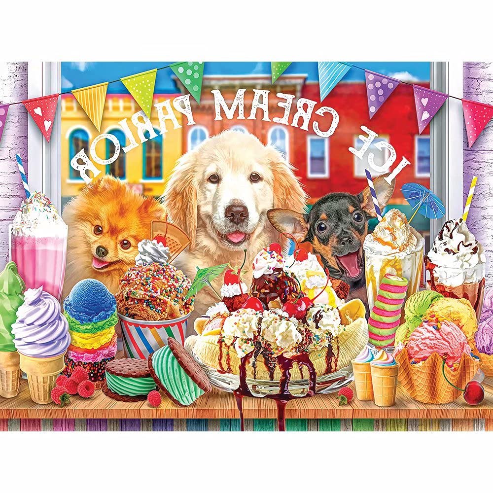 Parlour Pups 500-Piece Large Jigsaw Puzzle - Colorful Wooden Puzzle for Adults & Kids - Challenging Home Decor Art Puzzle with Beautiful Illustrated Scene - Perfect for Family Game Night & Stress Relief