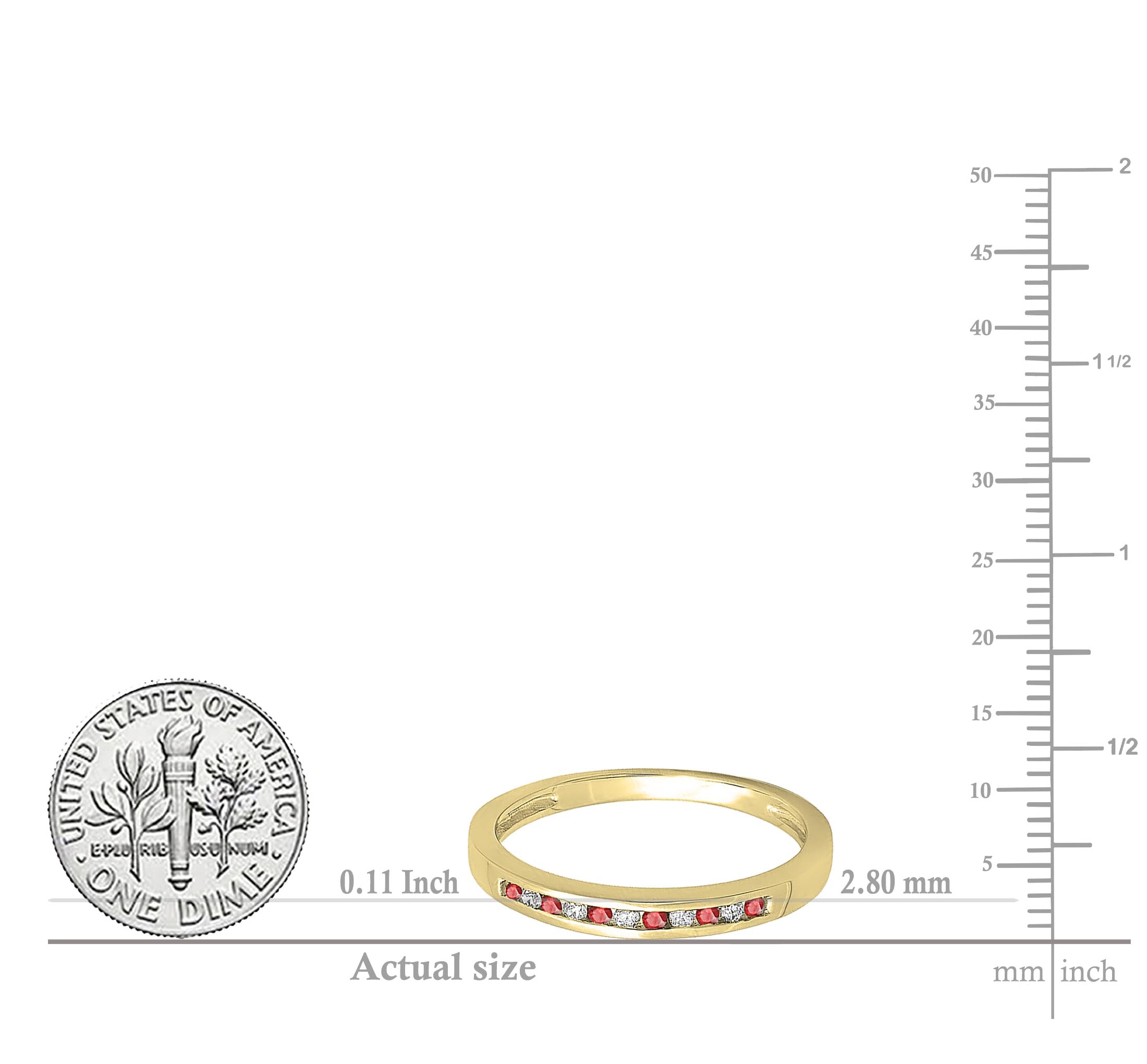 10K Solid Gold Round Ruby & White Diamond Women's Anniversary Wedding Band - Stackable Ring for Bridal, Engagement & Special Occasions | Dazzlingrock Collection