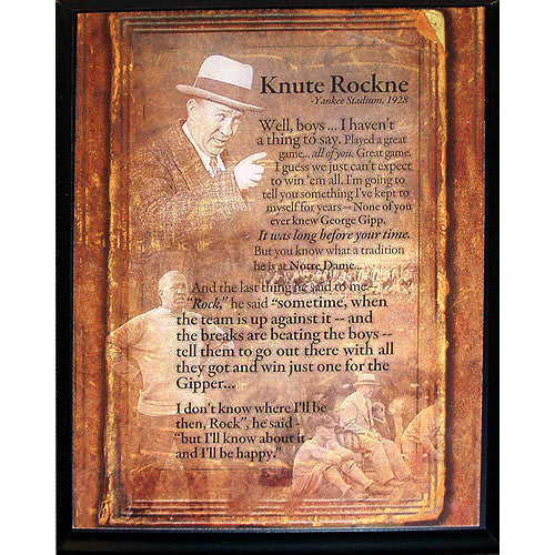 Knute Rockne Motivational Speech Plaque - 8x10 Inch Inspirational Wall Decor for Office, Home, or Sports Memorabilia Collection