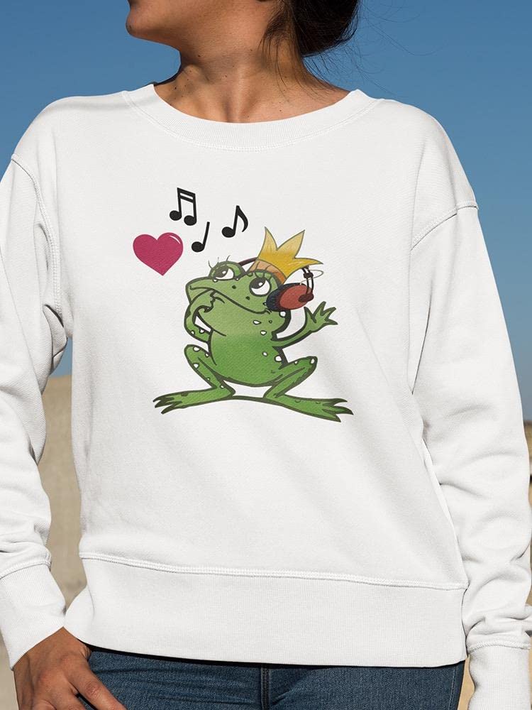 Smartprints Frog With Headphones Women's Sweatshirt | Trendy Graphic Pullover | Perfect for Casual Wear, Music Lovers & Gift Giving - SPIdeals Designs