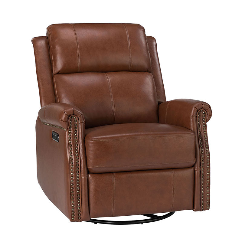 Kaietan Genuine Leather Power Rocking Recliner Chair - Adjustable Electric Massage Recliner Sofa for Living Room, Home Theater & Office Relaxation