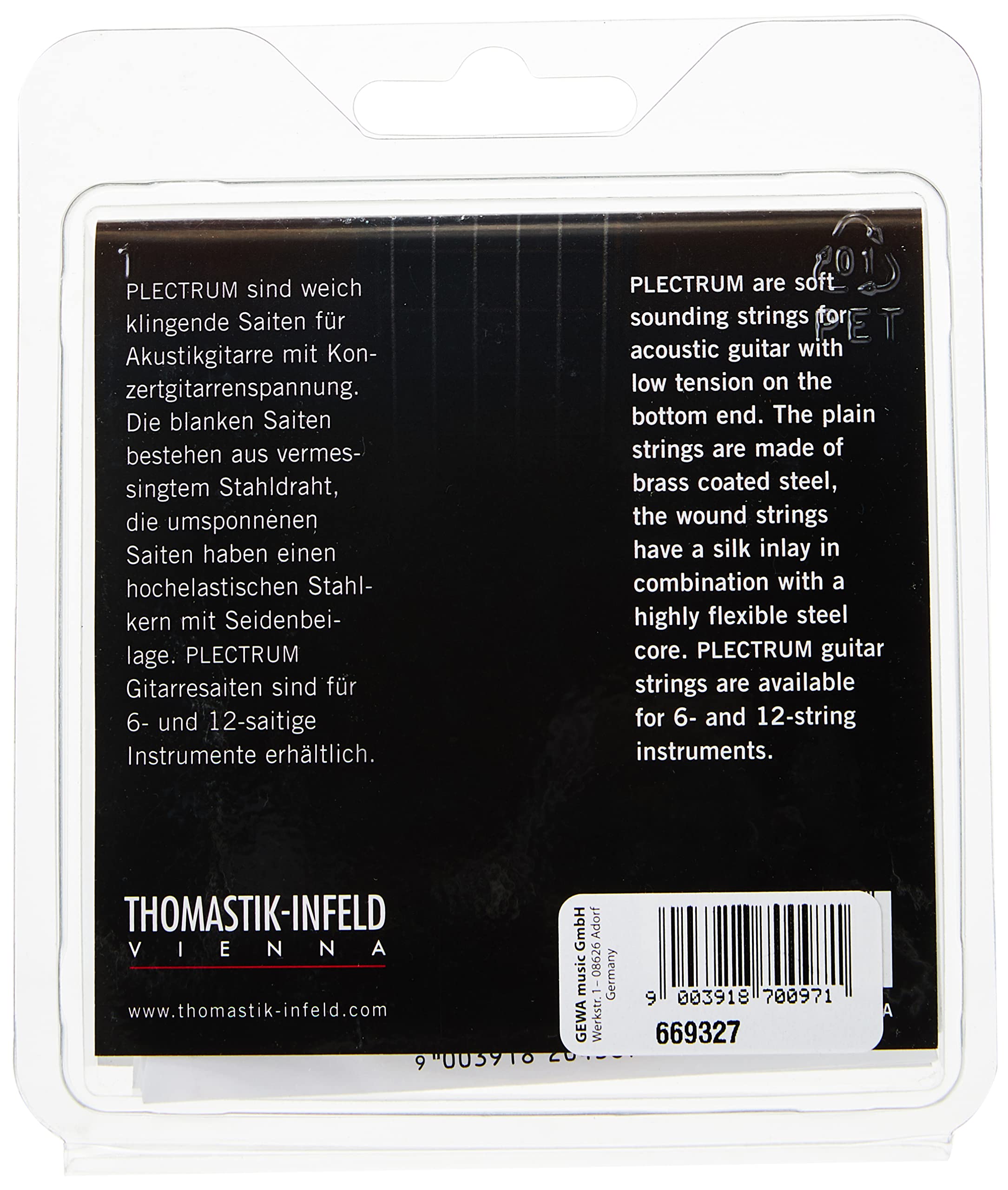 Thomastik-Infeld AC111 Acoustic Guitar Strings - Plectrum Series 6 String Set (E, B, G, D, A, E) | Premium Nylon Strings for Classical & Flamenco Guitar | Perfect for Studio Recording & Live Performances