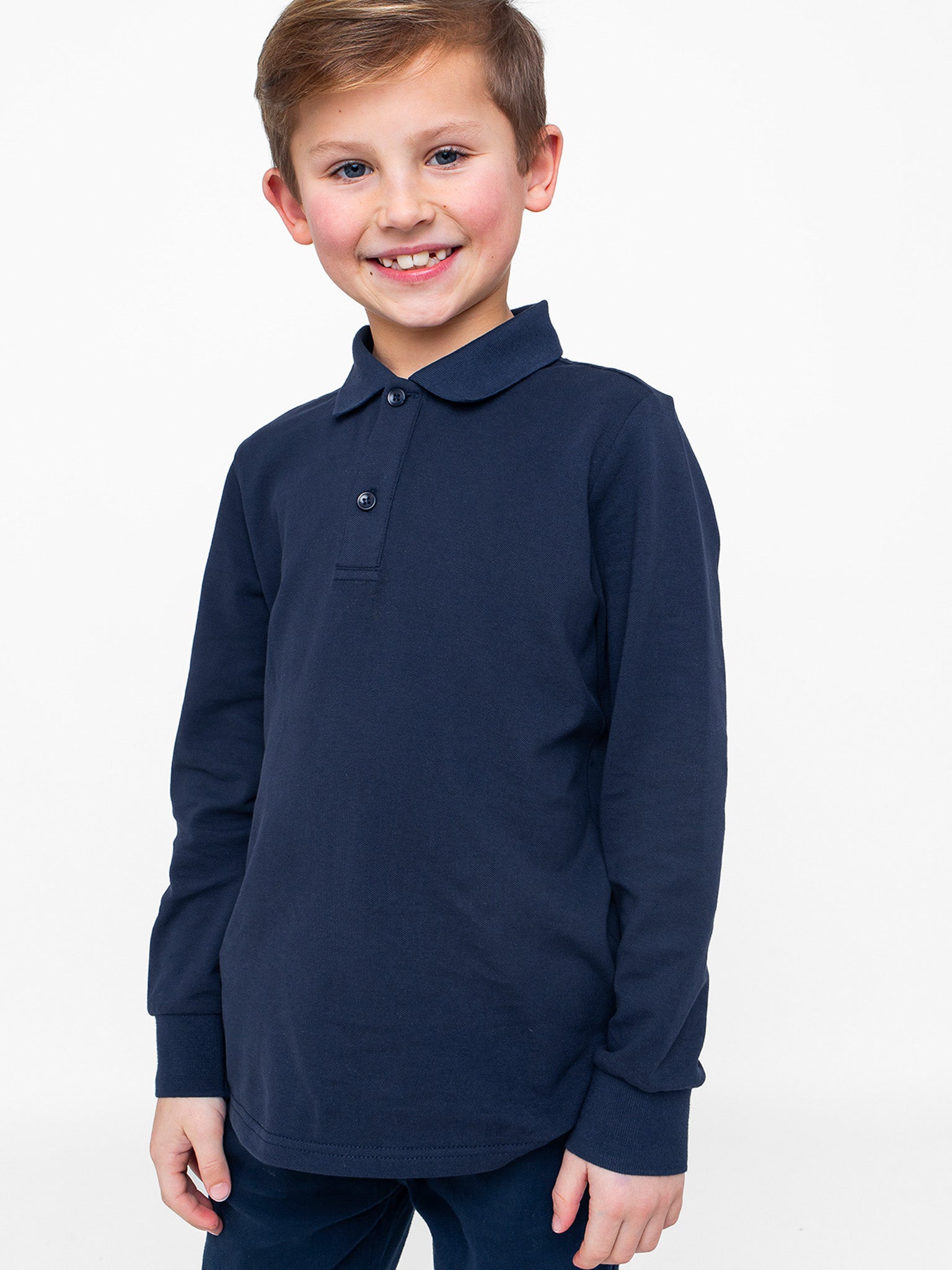 Premium Long Sleeve Polo Shirt for Men - Classic Navy Blue Cotton Blend Business Casual Shirt - Perfect for Office, Golf & Everyday Wear